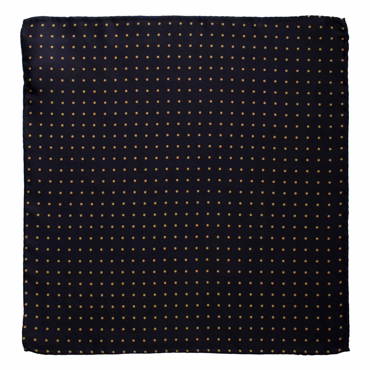 Fazzoletto da Taschino Vintage di Seta Blu a Pois Gialli POCV944 Graffeo Cravatte Made in Italy