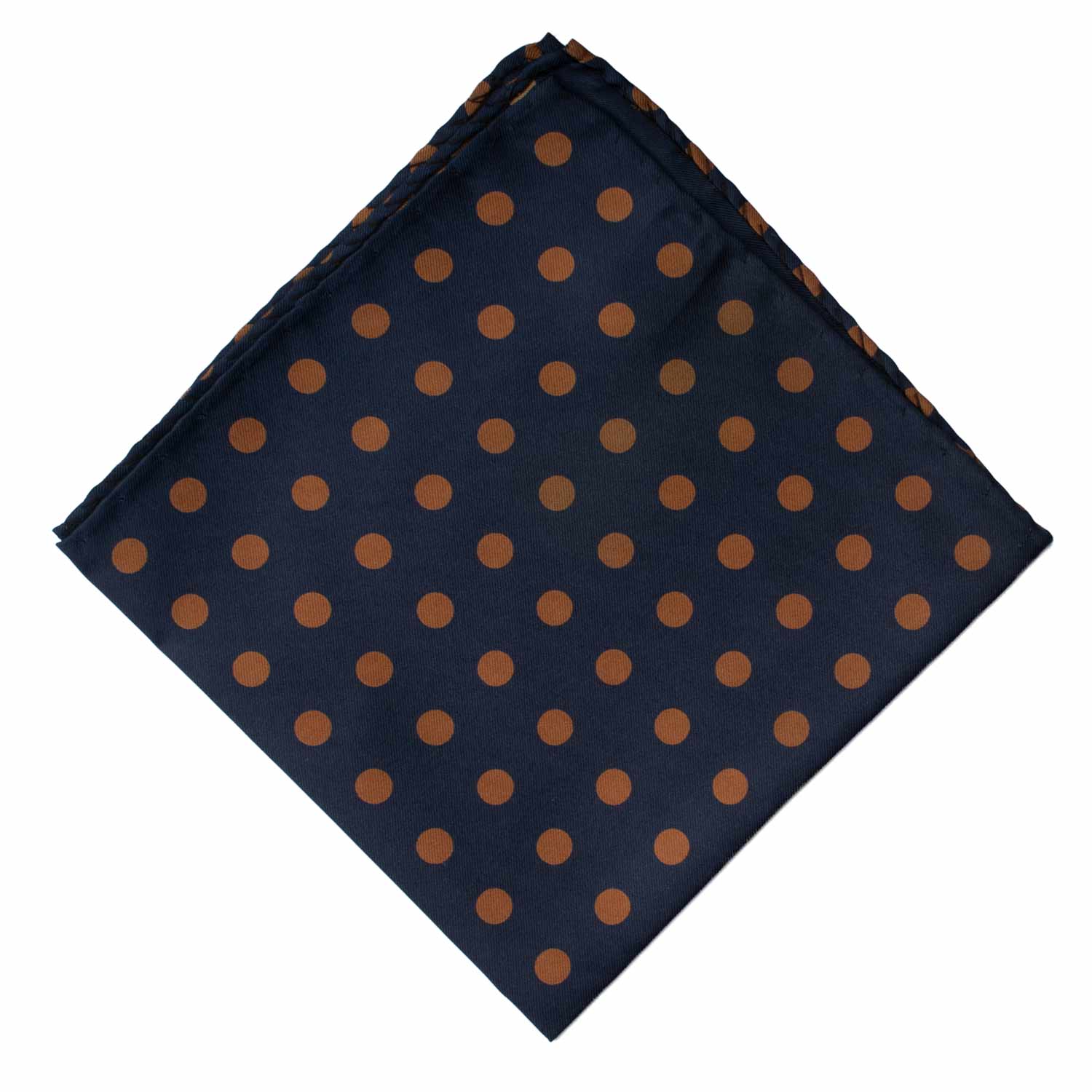 Fazzoletto da Taschino Vintage di Seta Blu a Pois Marroni POCV1041 Graffeo Cravatte Made in Italy Rombo