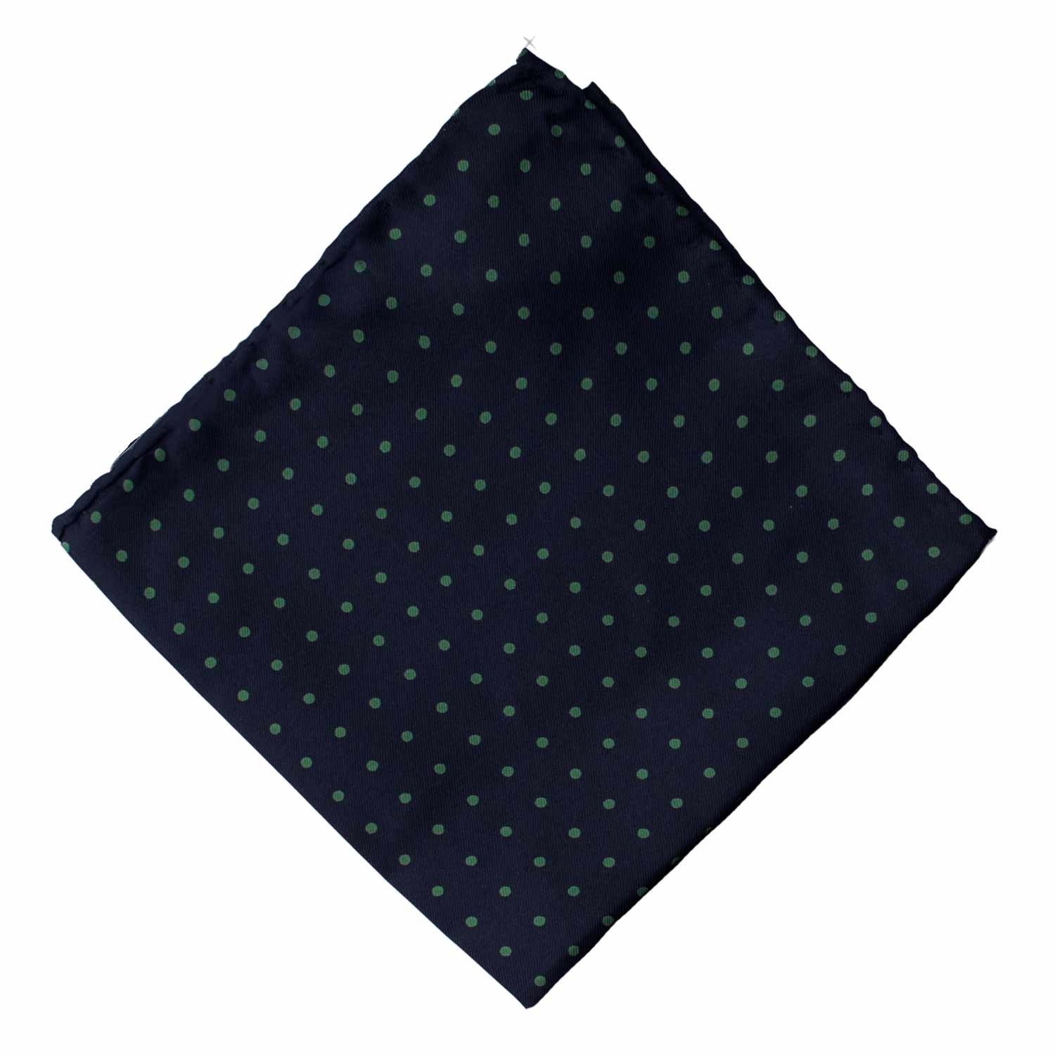 Fazzoletto da Taschino Vintage di Seta Blu a Pois Verde POCV904 Graffeo Cravatte Made in Italy Rombo