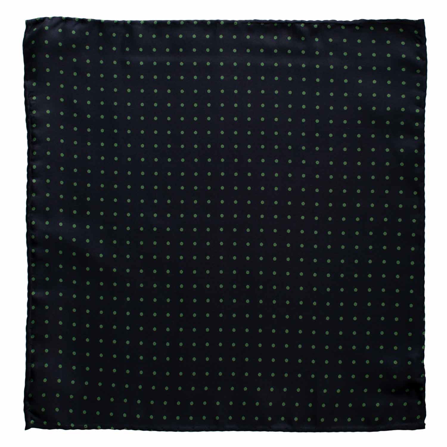 Fazzoletto da Taschino Vintage di Seta Blu a Pois Verde POCV904 Graffeo Cravatte Made in Italy