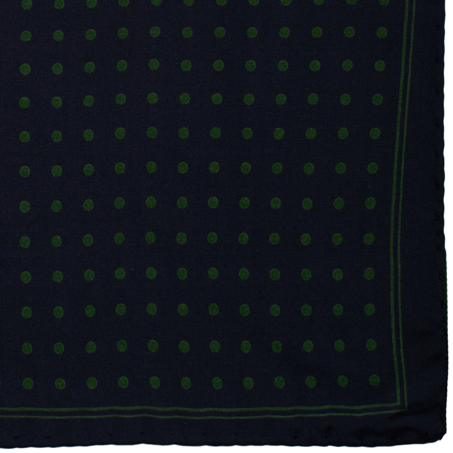 Fazzoletto da Taschino Vintage di Seta Blu a Pois Verdi POCV899 Graffeo Cravatte Made in Italy Dettaglio