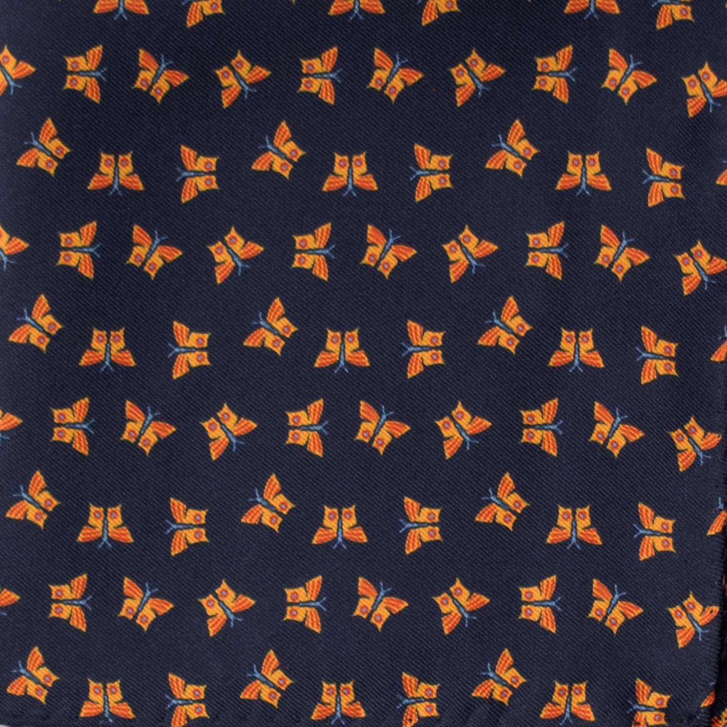 Fazzoletto da Taschino Vintage di Seta Blu con Animali POCV689 Dettaglio