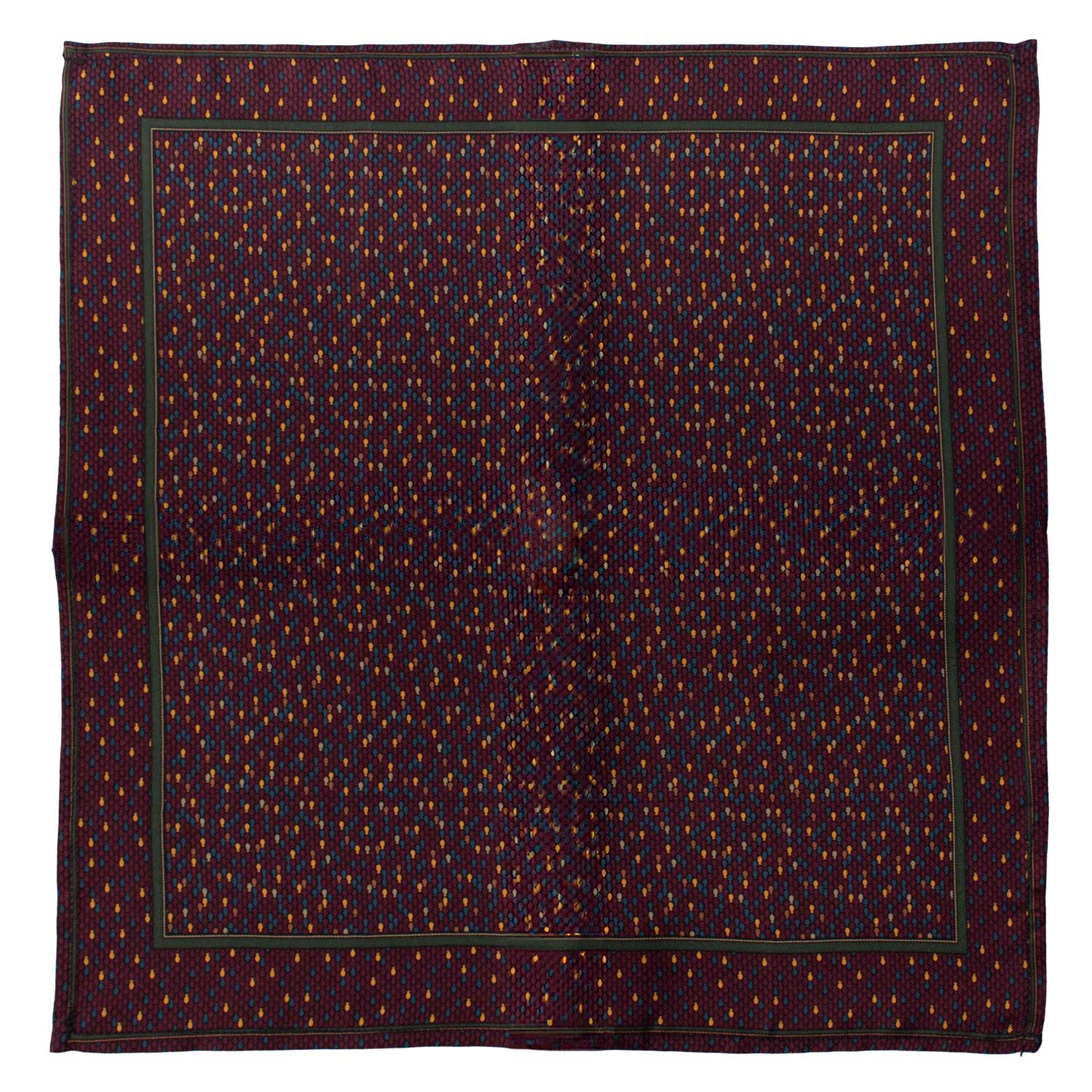 Fazzoletto da Taschino Vintage di Seta Borgogna Verde Fantasia Multicolor POCV1084 Made in Italy Graffeo Cravatte