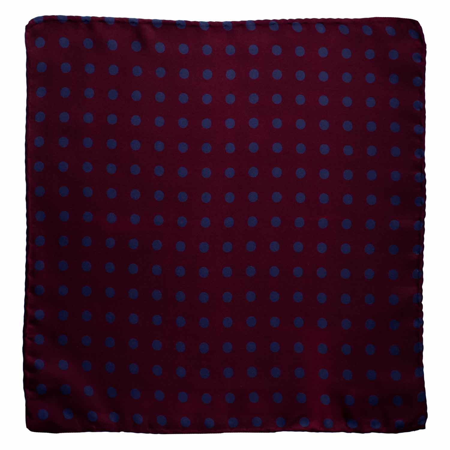 Fazzoletto da Taschino Vintage di Seta Color Vinaccia a Pois Blu Avio POCV922 Graffeo Cravatte Made in Italy