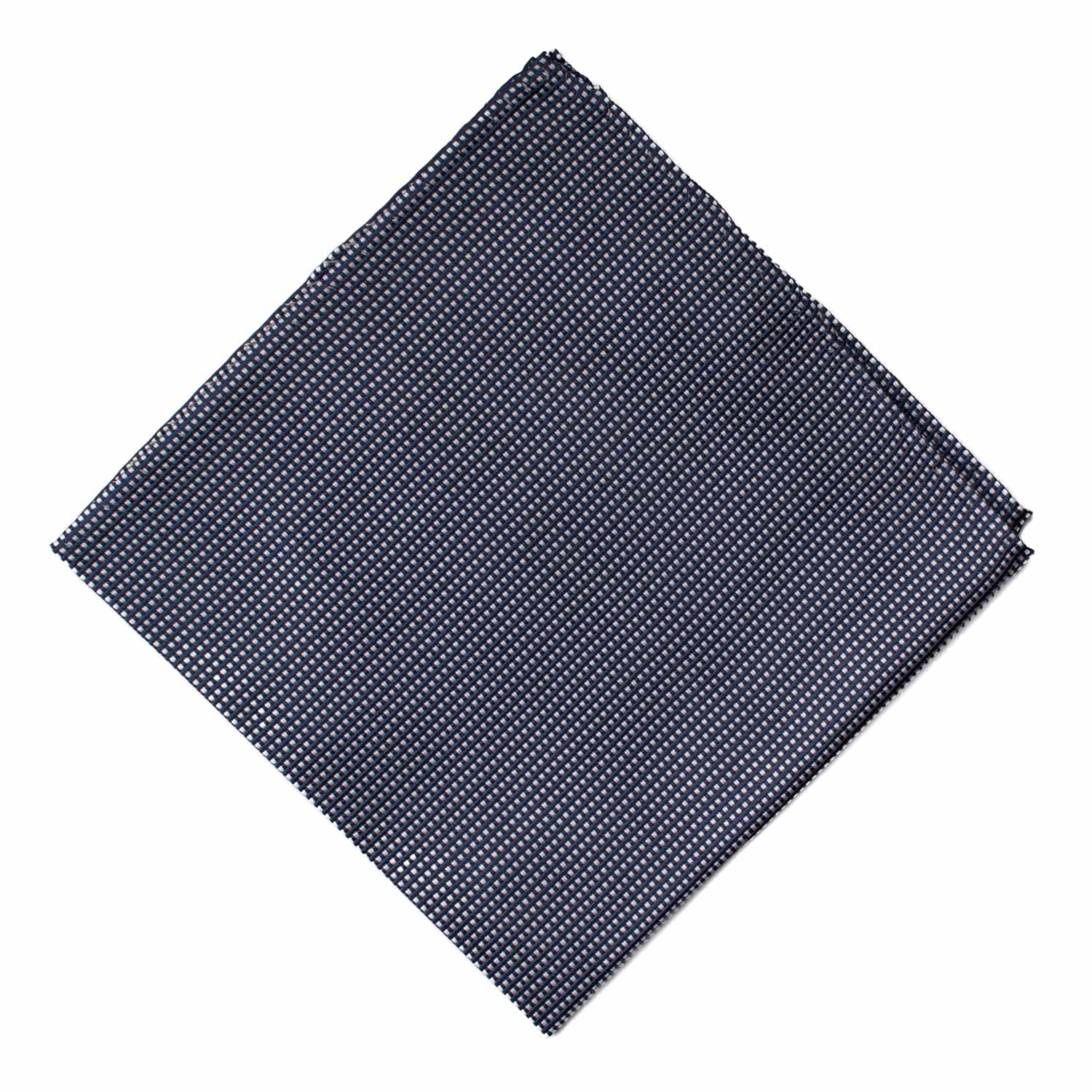 Fazzoletto da Taschino Vintage di Seta Fantasia Blu Navy Bianca POCV988 Graffeo Cravatte Made in Italy Rombo