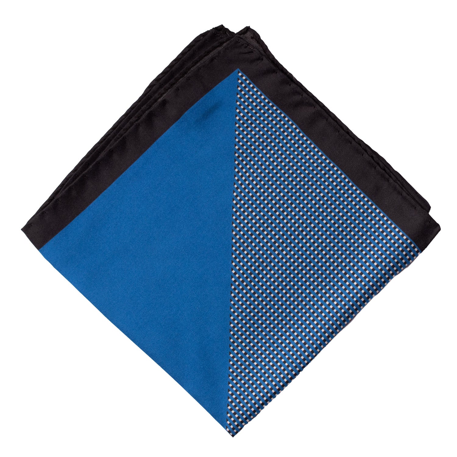 Fazzoletto da Taschino Vintage di Seta Fantasia Bluette Blu Bianco POCV738 Piegata