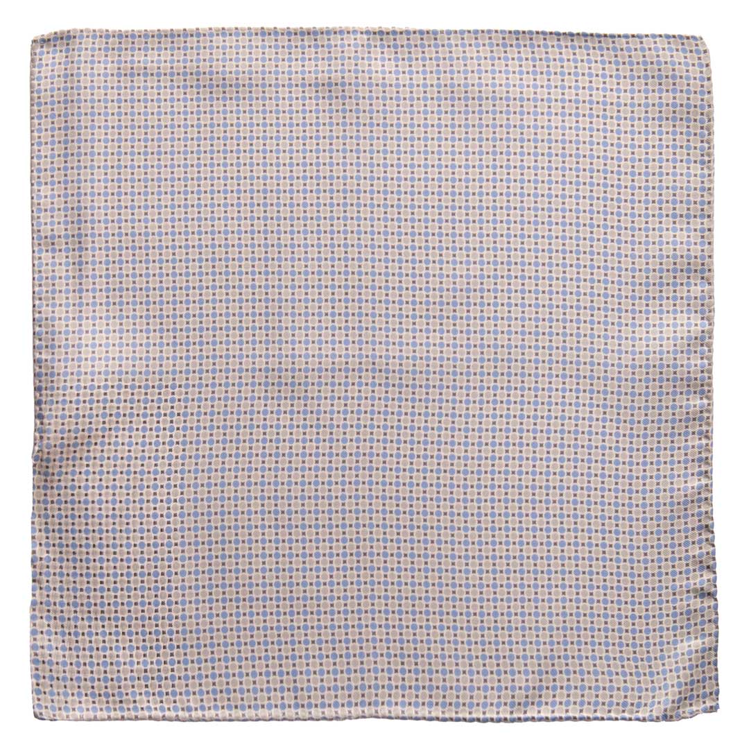 Fazzoletto da Taschino Vintage di Seta Fantasia Celeste Bianco Grigio POCV702 Made in Italy Graffeo Cravatte