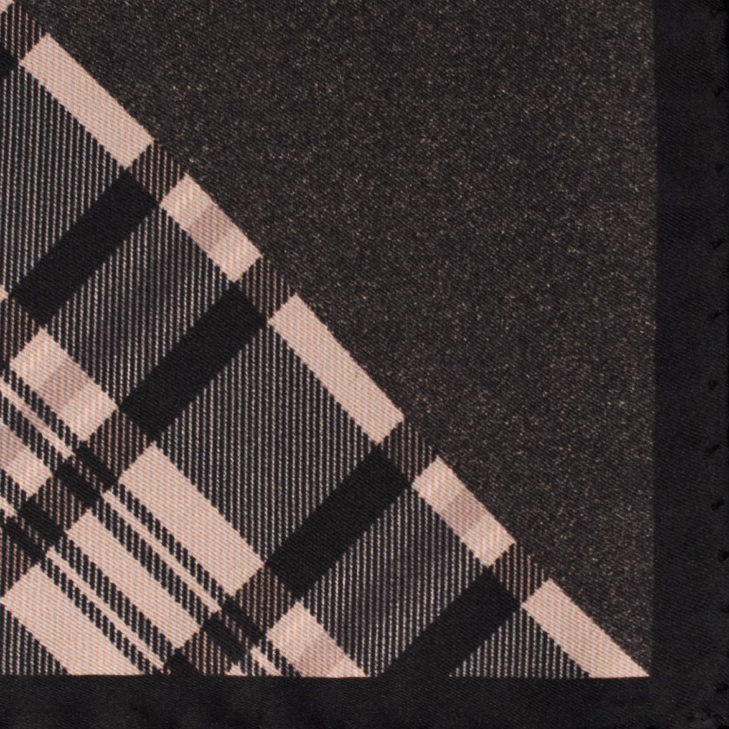 Fazzoletto da Taschino Vintage di Seta Fantasia Grigia Nera POCV761 Dettaglio