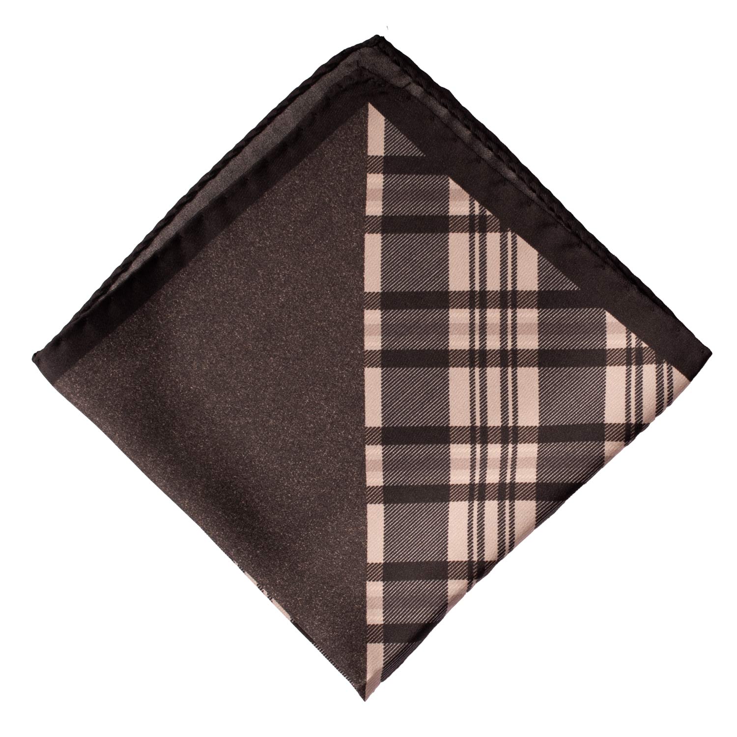 Fazzoletto da Taschino Vintage di Seta Fantasia Grigia Nera POCV761 Piegata