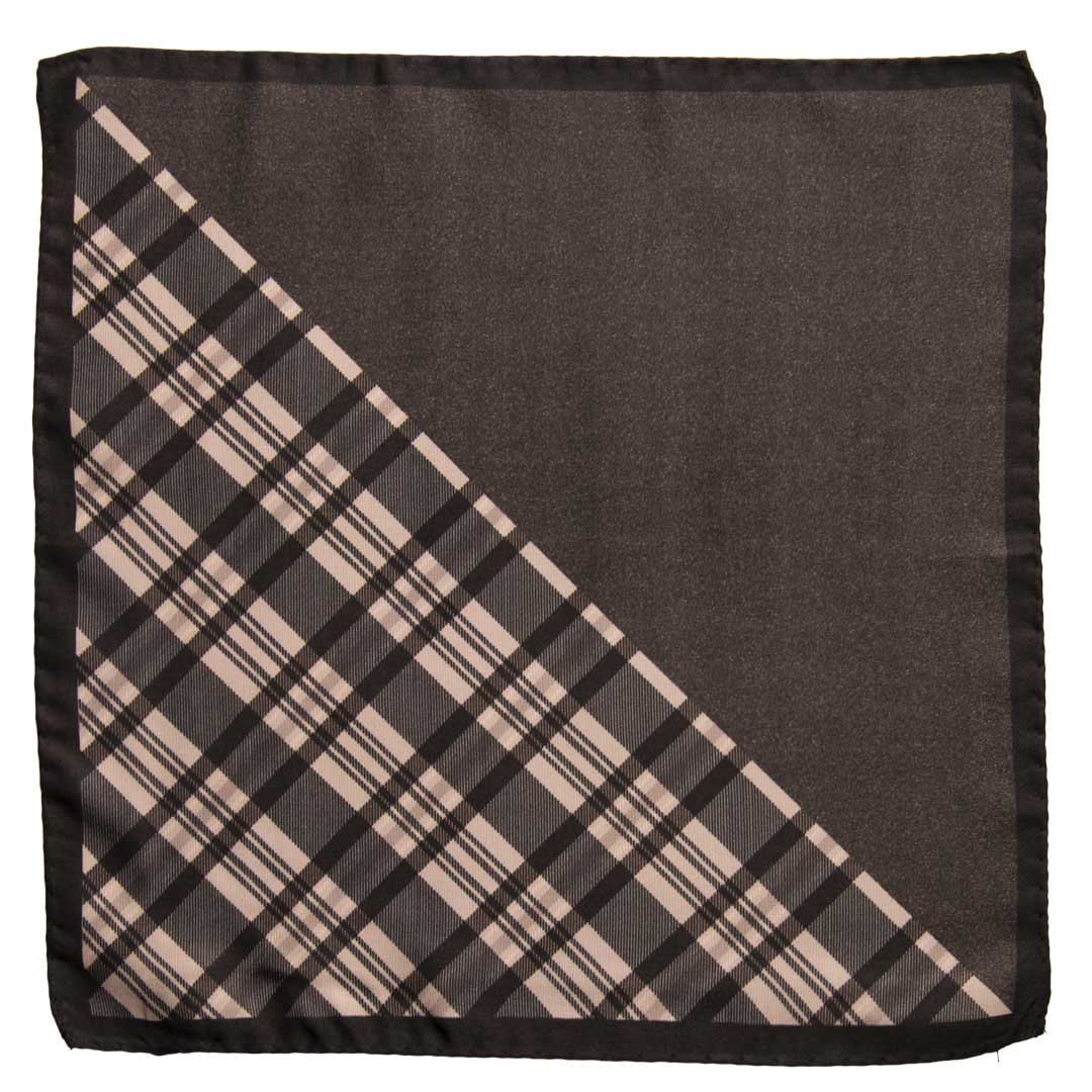 Fazzoletto da Taschino Vintage di Seta Fantasia Grigia Nera POCV761 Made in Italy Graffeo Cravatte