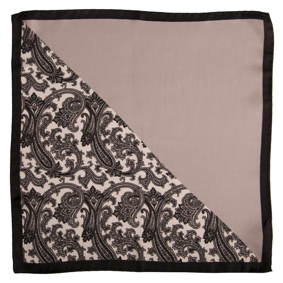 Fazzoletto da Taschino Vintage di Seta Fantasia Grigio Nero Bianco POCV726 Made in Italy Graffeo Cravatte