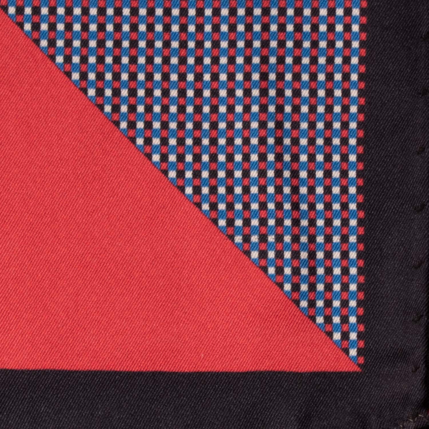 Fazzoletto da Taschino Vintage di Seta Fantasia Magenta Blu Bianco POCV723 Dettaglio