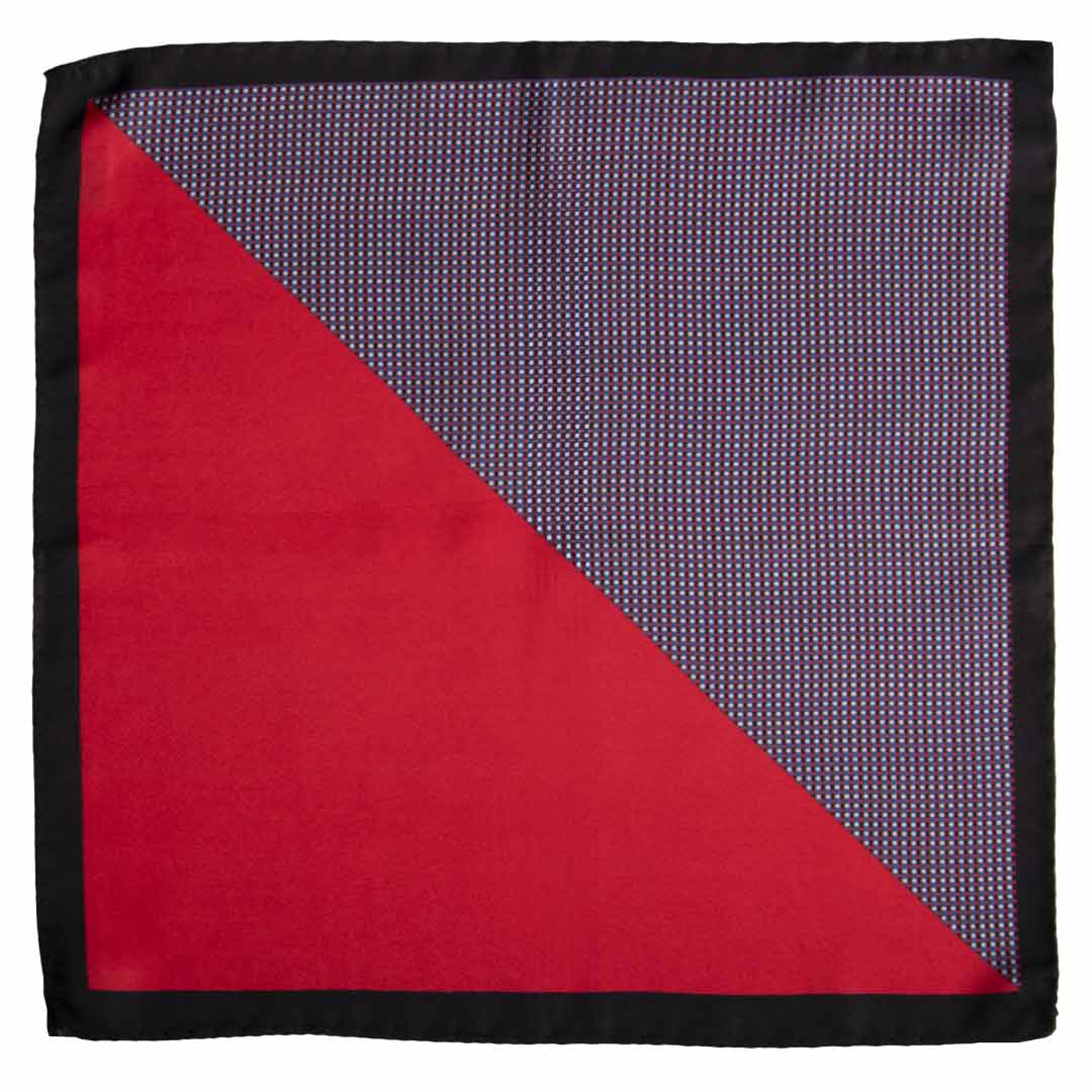 Fazzoletto da Taschino Vintage di Seta Fantasia Magenta Blu Bianco POCV723 Made in Italy Graffeo Cravatte