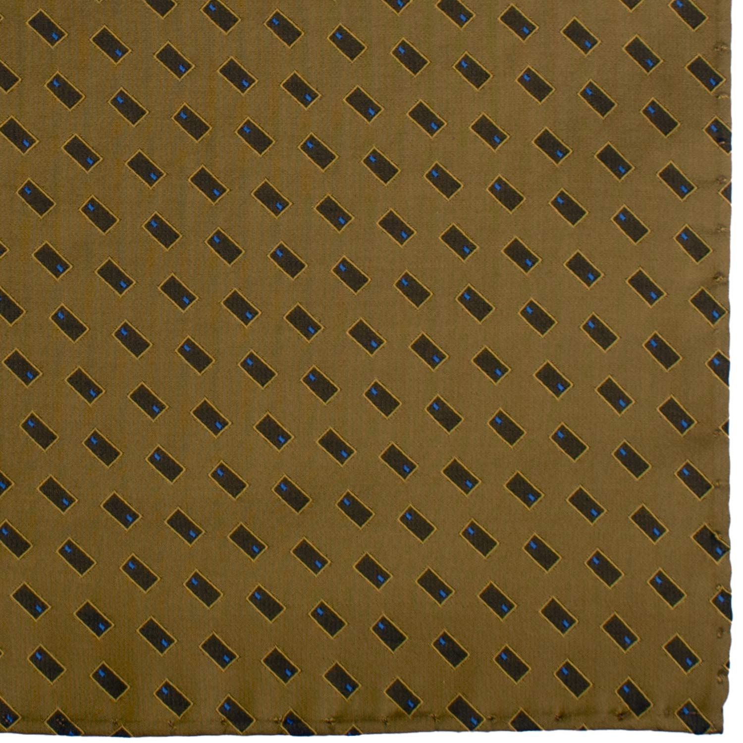 Fazzoletto da Taschino Vintage di Seta Giallo Oro Fantasia Blu Bluette POCV999 Graffeo Cravatte Made in Italy Dettaglio