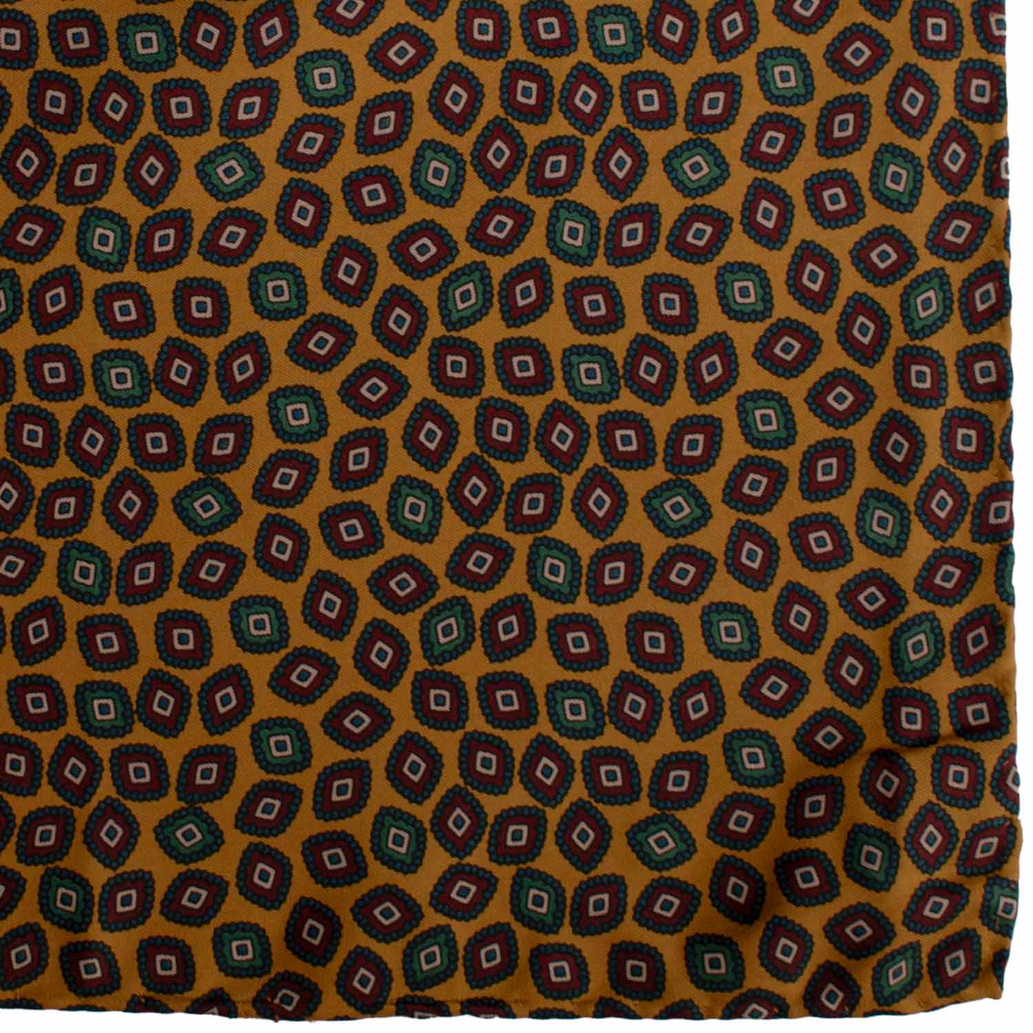 Fazzoletto da Taschino Vintage di Seta Giallo Oro Fantasia Multicolor POCV990 Graffeo Cravatte Made in Italy Dettaglio