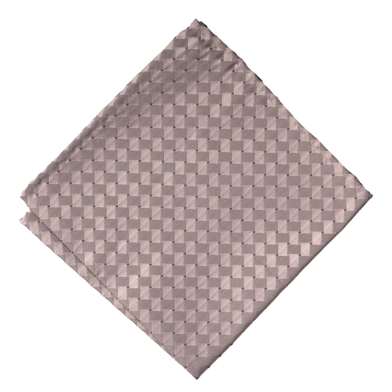 Fazzoletto da Taschino Vintage di Seta Grigio Argento Fantasia Grigia Celeste POCV821 Piegata