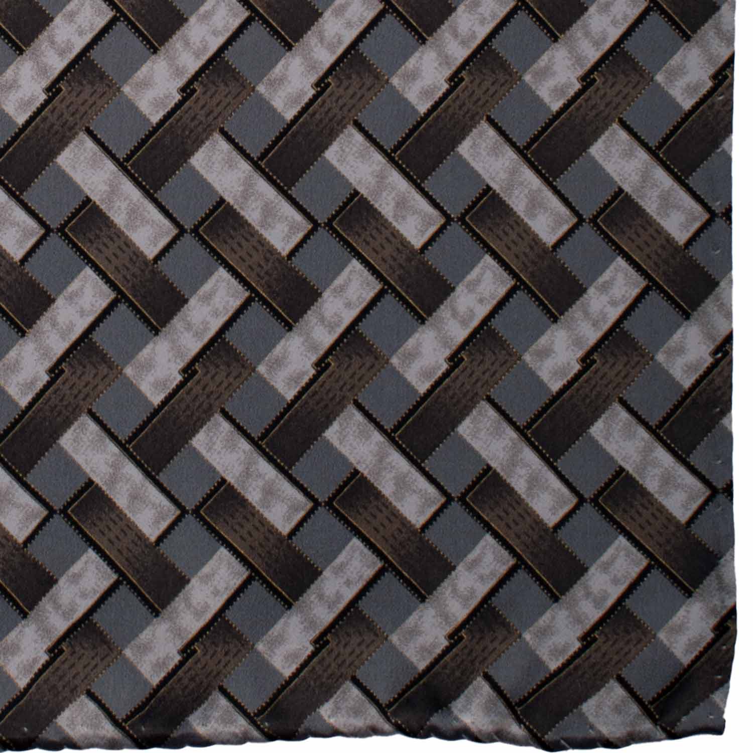 Fazzoletto da Taschino Vintage di Seta Grigio Argento Fantasia Tortora POCV893 Graffeo Cravatte Made in Italy Dettaglio