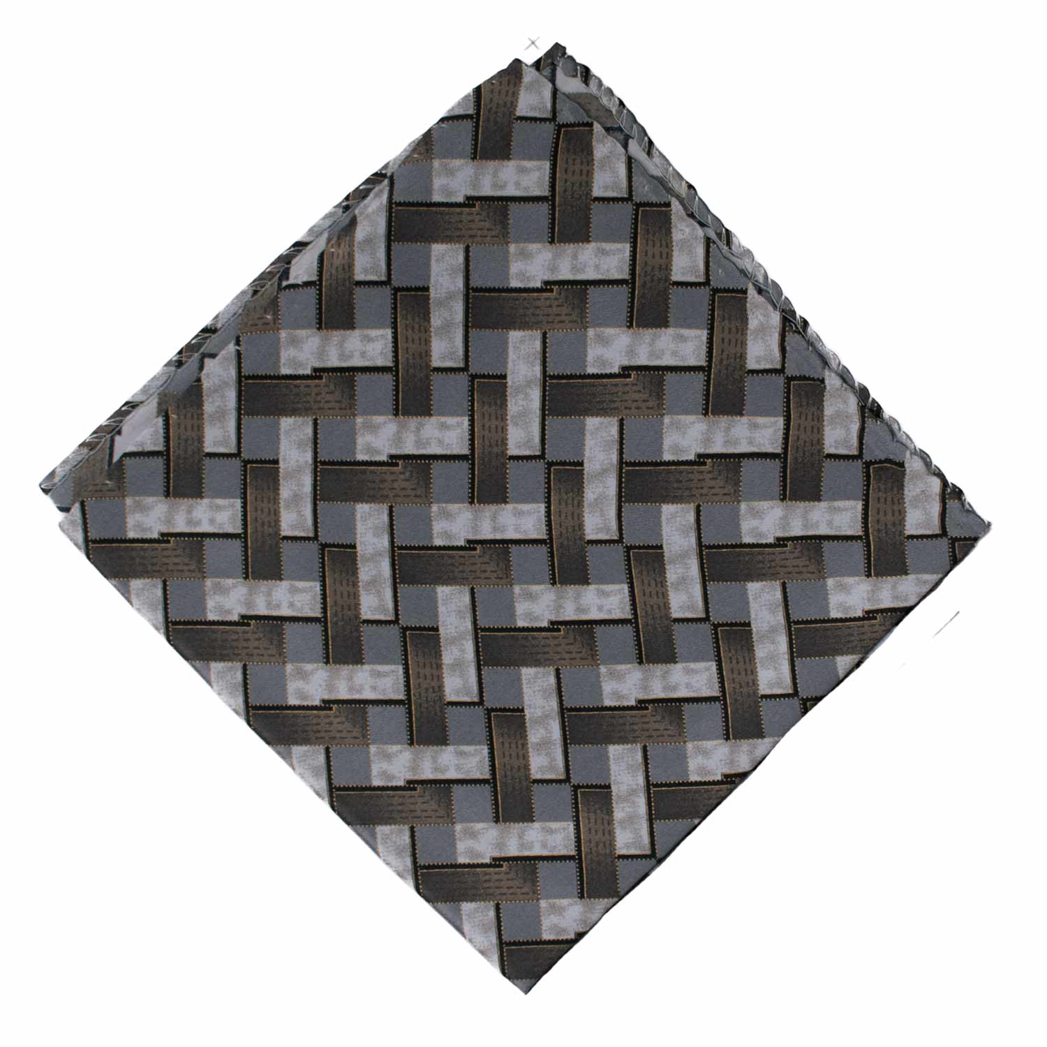 Fazzoletto da Taschino Vintage di Seta Grigio Argento Fantasia Tortora POCV893 Graffeo Cravatte Made in Italy Rombo