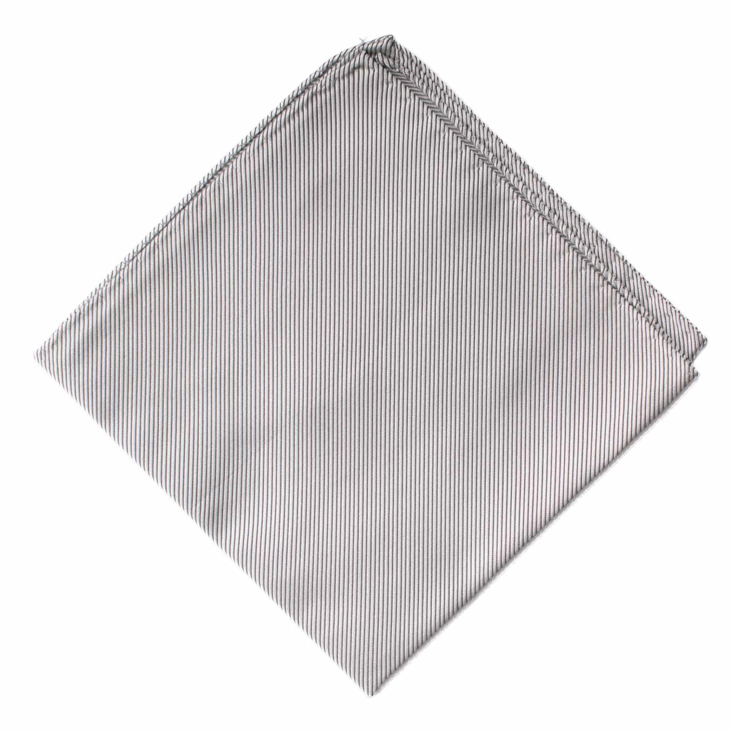 Fazzoletto da Taschino Vintage di Seta Grigio Argento a Righe Tono su Tono POCV1015 Graffeo Cravatte Made in Italy Rombo