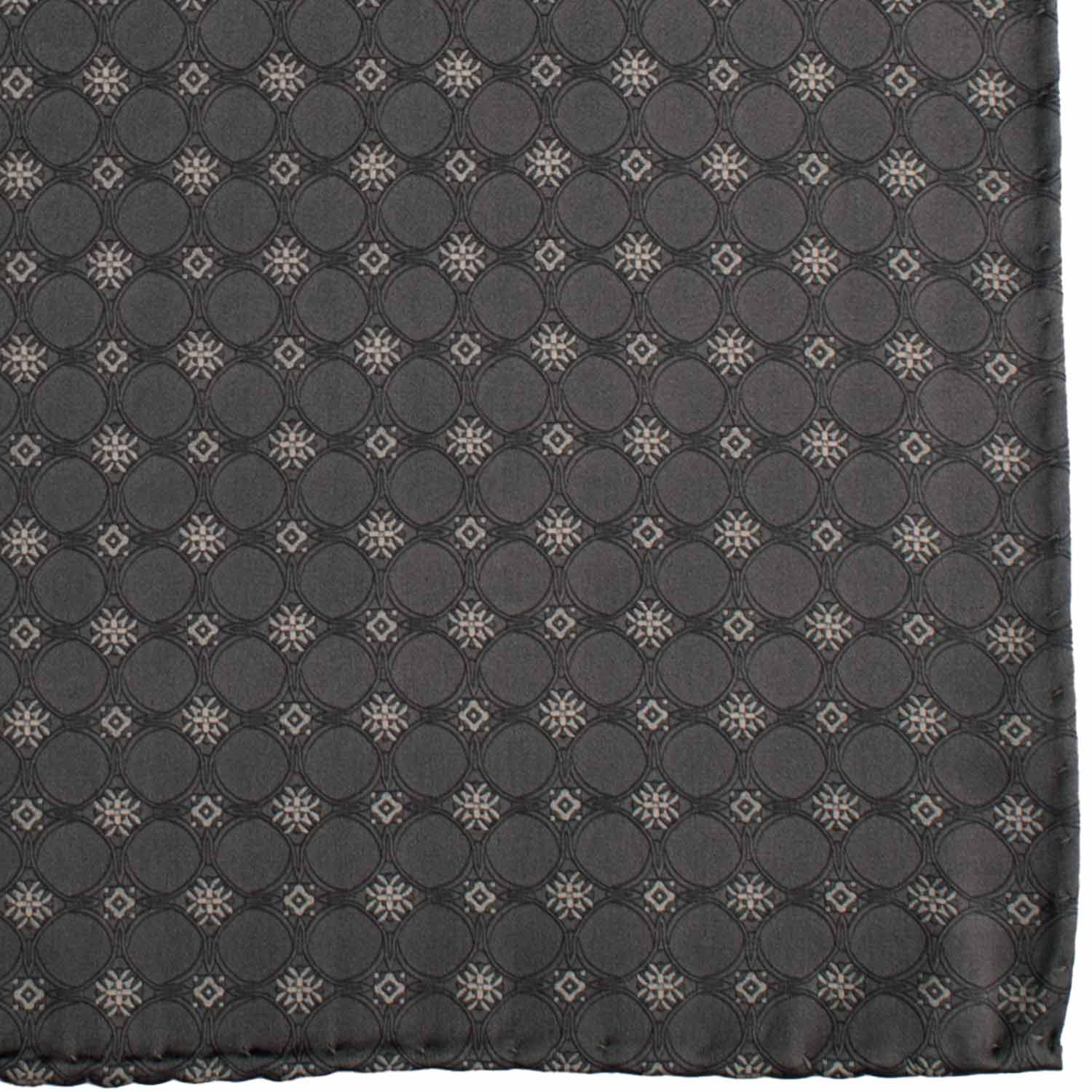 Fazzoletto da Taschino Vintage di Seta Grigio Fantasia Grigia Argento POCV983 Graffeo Cravatte Made in Italy Dettaglio