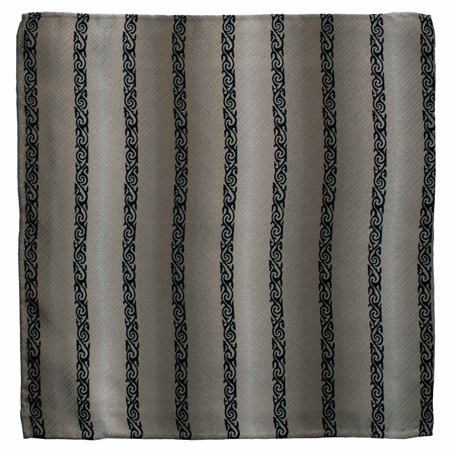 Fazzoletto da Taschino Vintage di Seta Grigio Tortora Fantasia Nera POCV878 Graffeo Cravatte Made in Italy