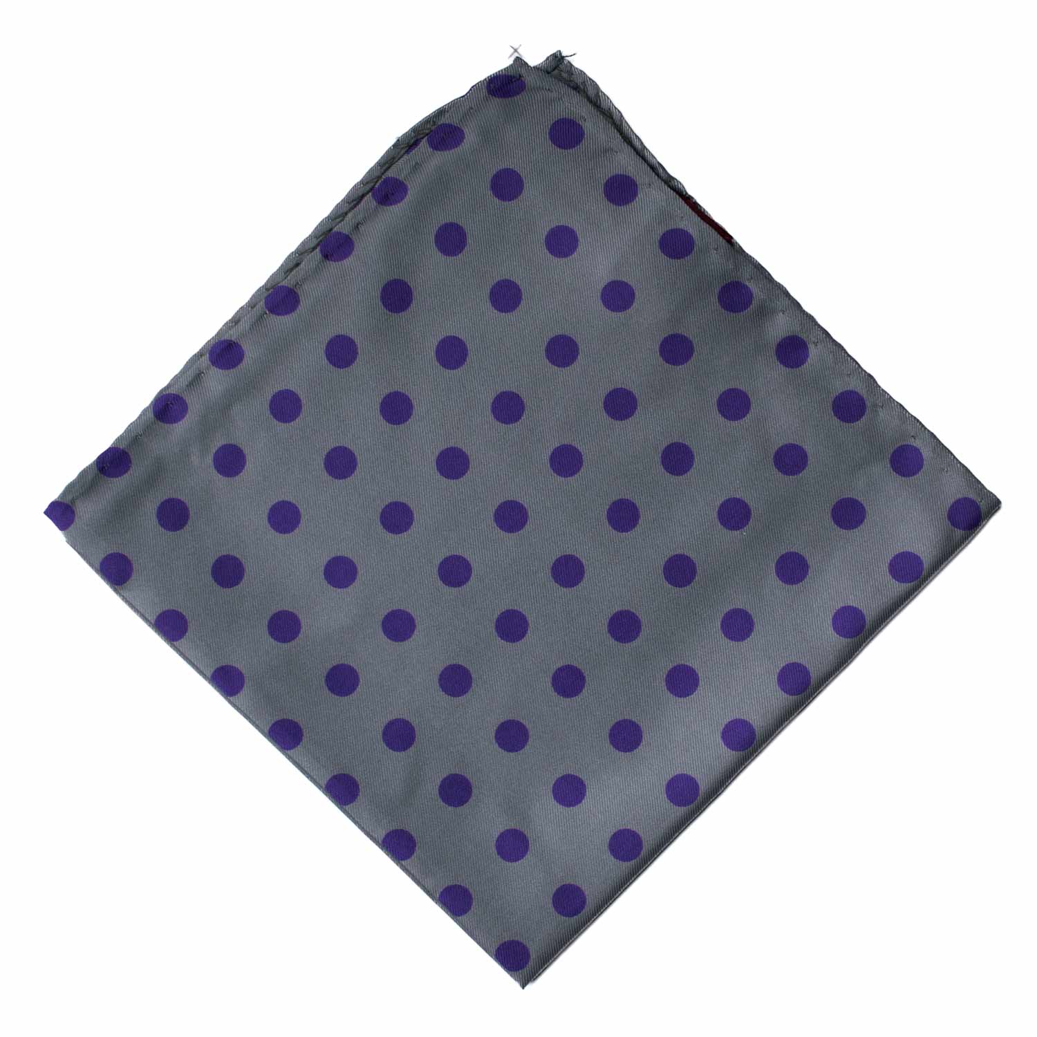 Fazzoletto da Taschino Vintage di Seta Grigio a Pois Viola POCV900 Graffeo Cravatte Made in Italy Rombo