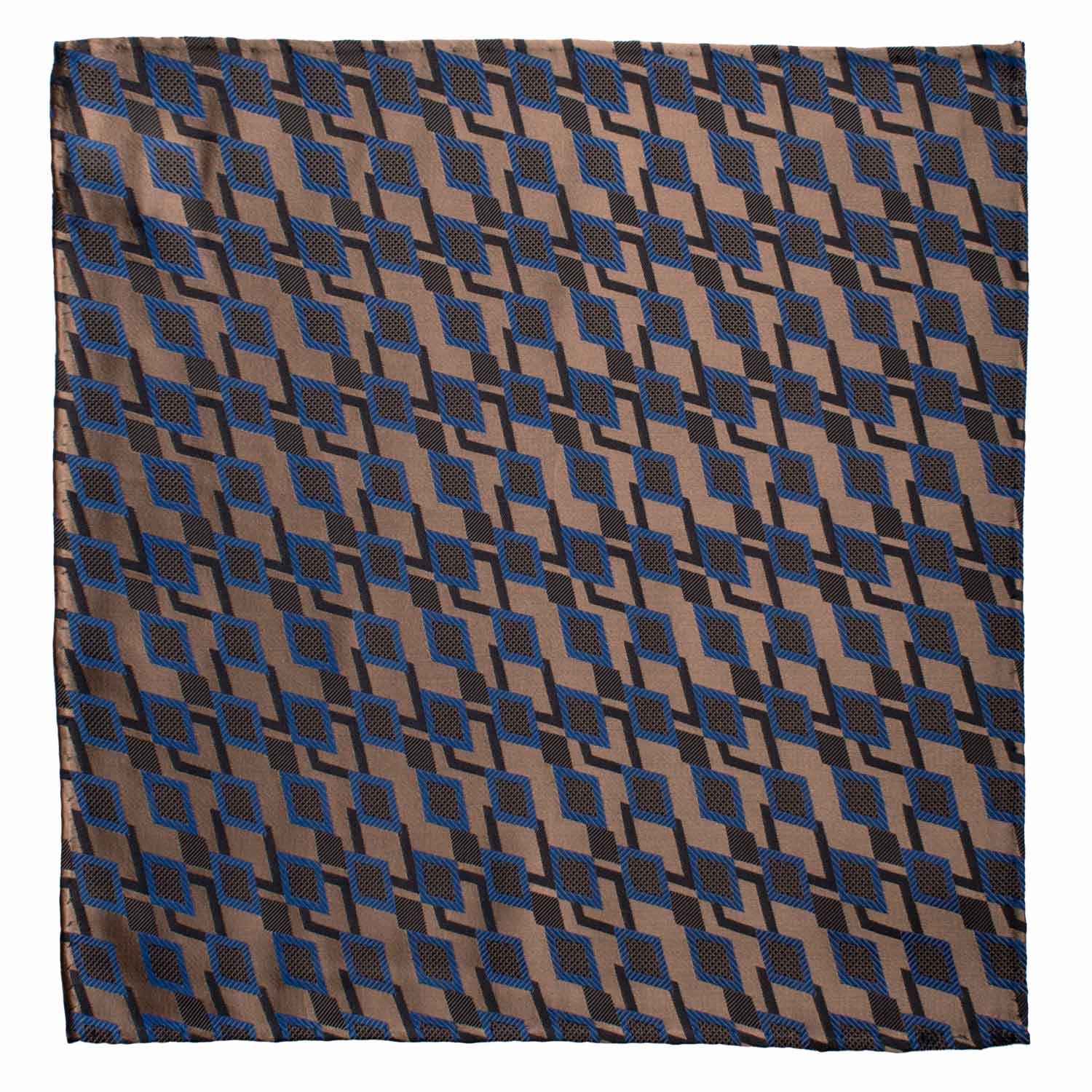 Fazzoletto da Taschino Vintage di Seta Marrone Cangiante Fantasia Bluette Blu POCV929 Graffeo Cravatte Made in Italy