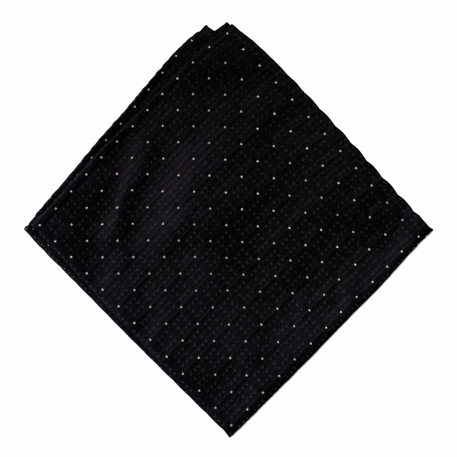 Fazzoletto da Taschino Vintage di Seta Nero Fantasia Grigio Argento Lurex POCV956 Graffeo Cravatte Made in Italy Rombo