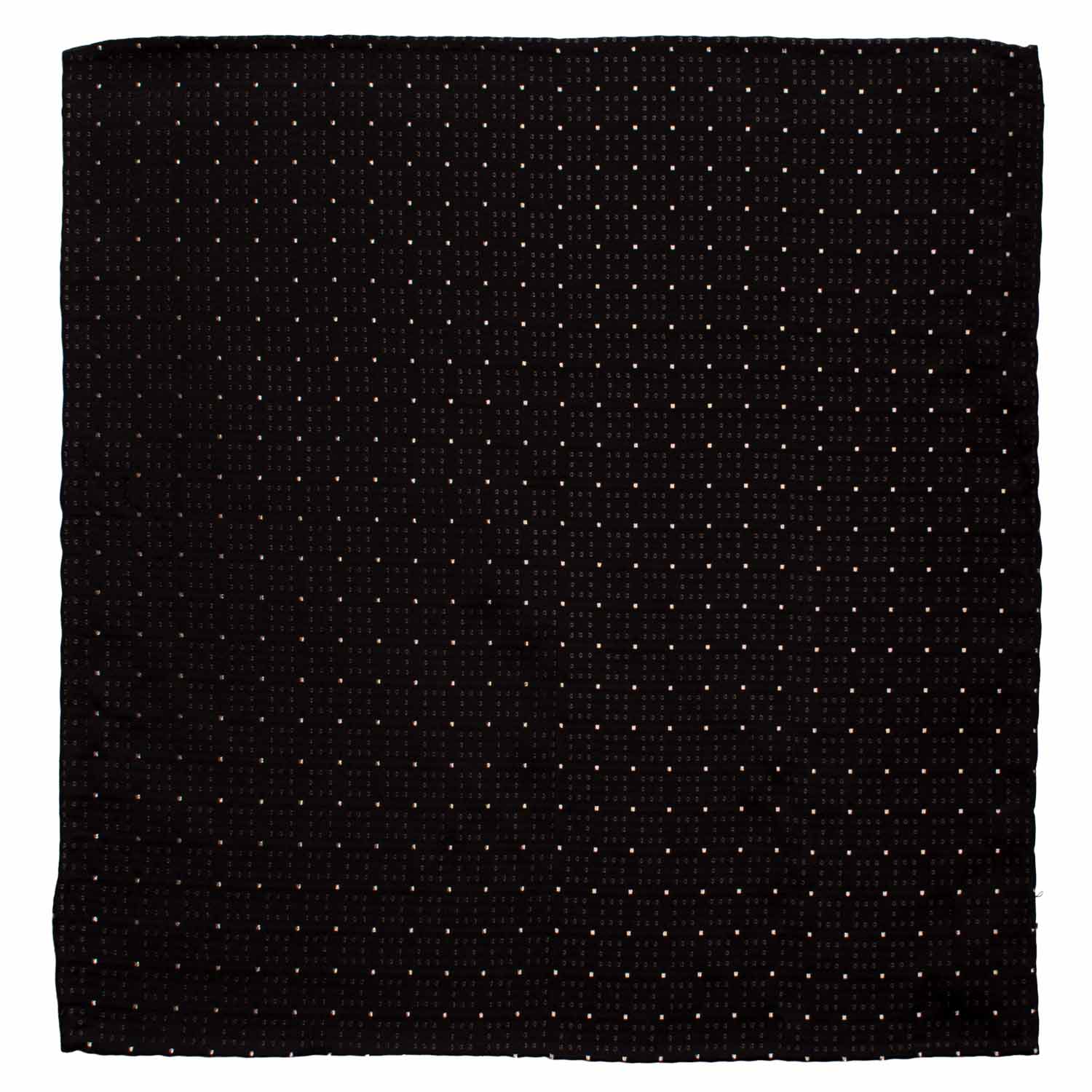 Fazzoletto da Taschino Vintage di Seta Nero Fantasia Grigio Argento Lurex POCV956 Graffeo Cravatte Made in Italy