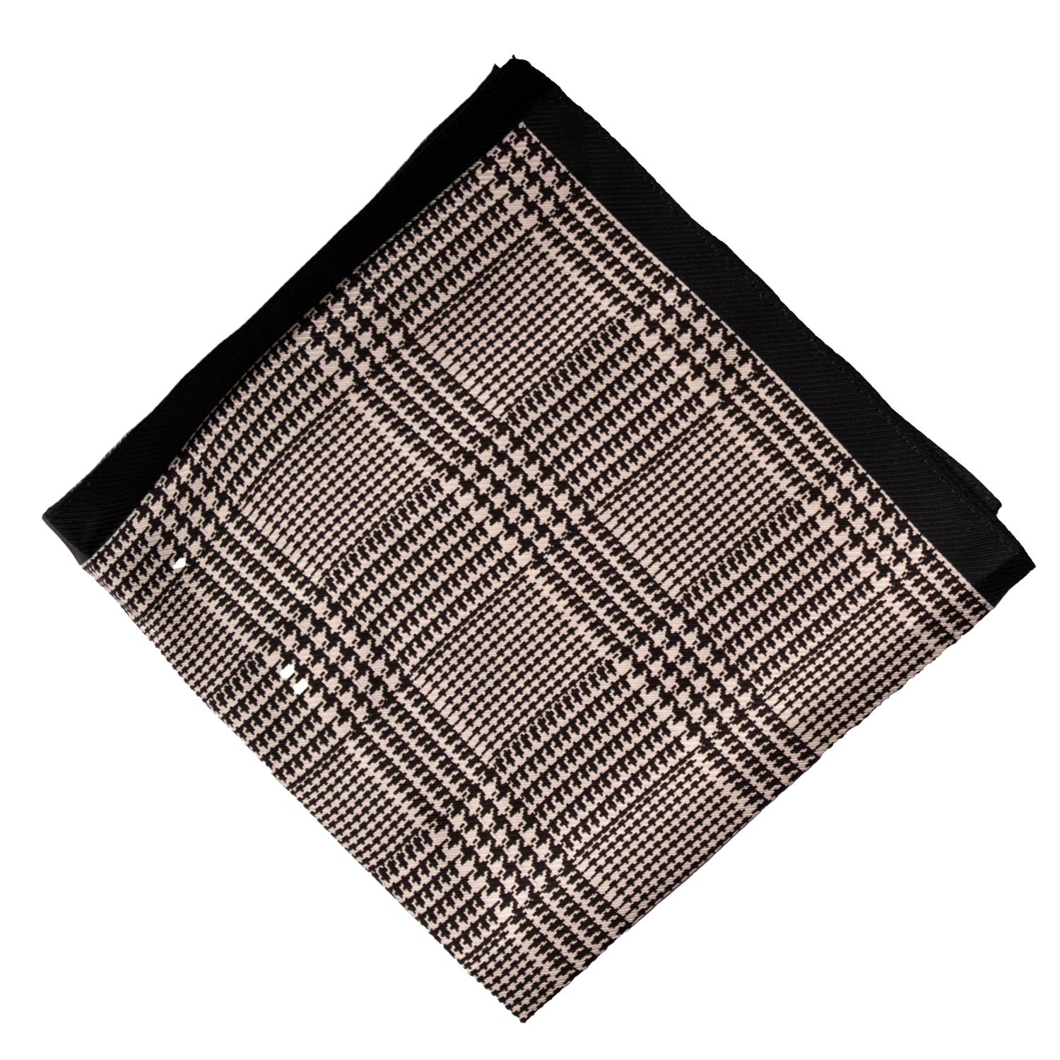 Fazzoletto da Taschino Vintage di Seta Principe di Galles Blu Notte Bianco POCV725 Piegata