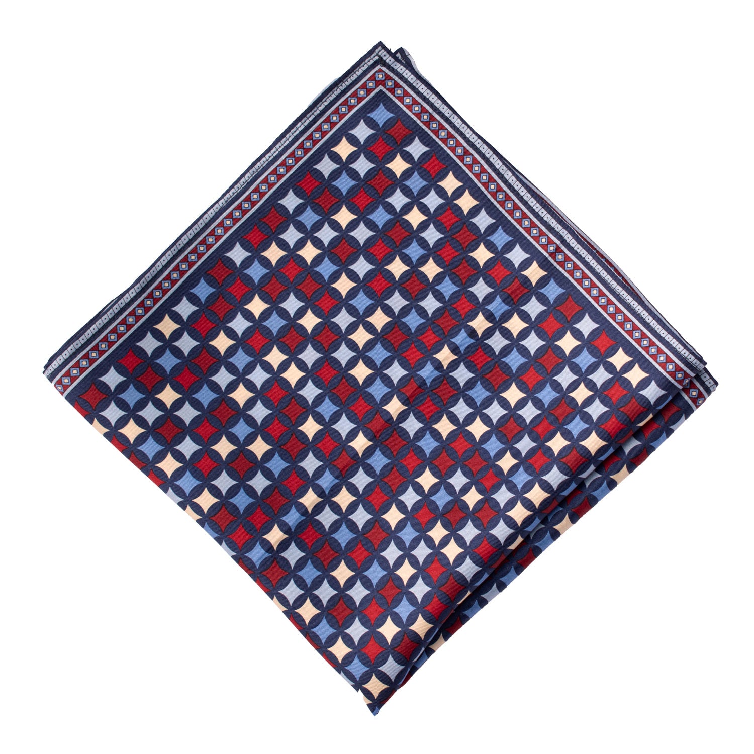 Fazzoletto da Taschino Vintage di Seta Rosso Fantasia Multicolor POCV615 Made in Italy Graffeo Cravatte Rombo