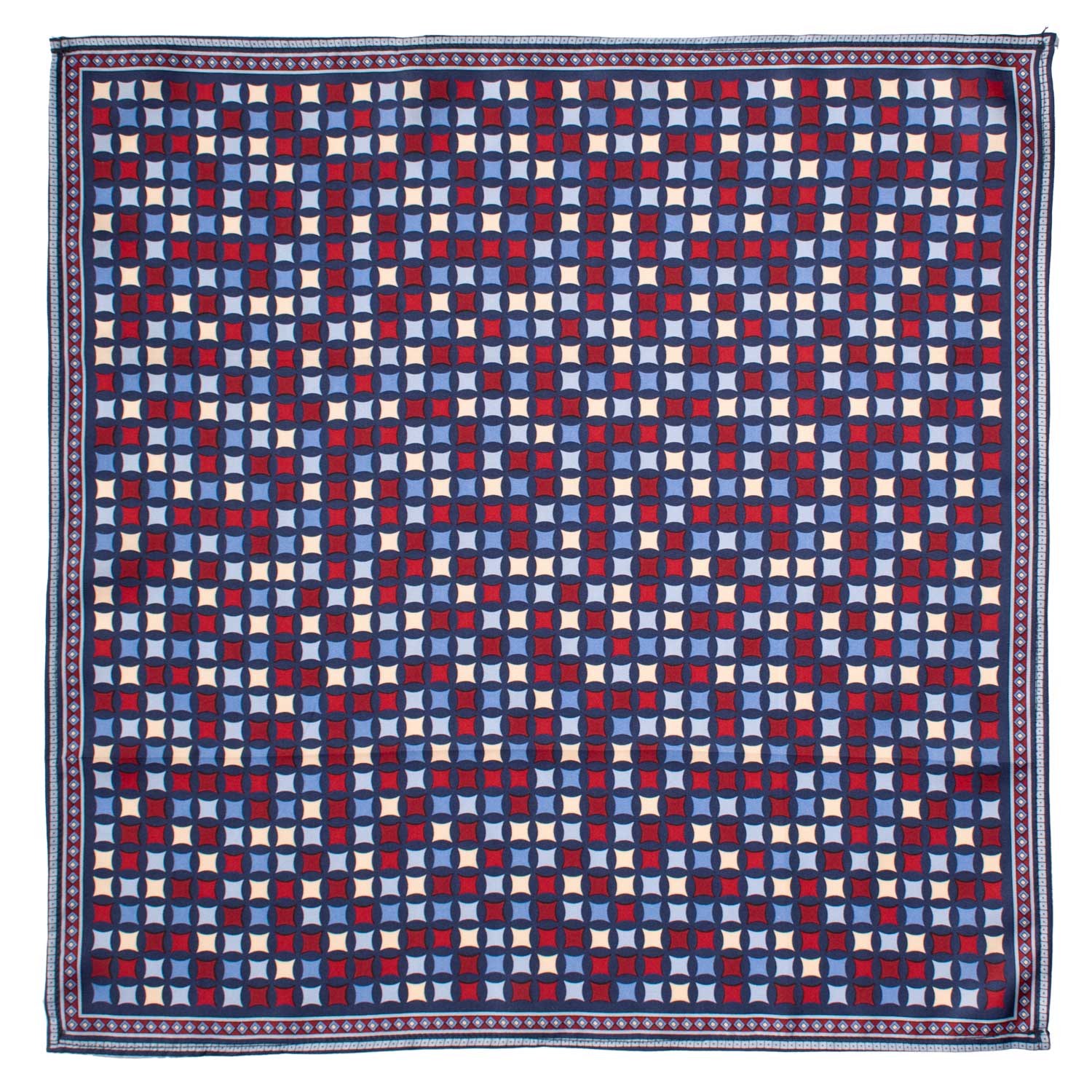 Fazzoletto da Taschino Vintage di Seta Rosso Fantasia Multicolor POCV615 Made in Italy Graffeo Cravatte