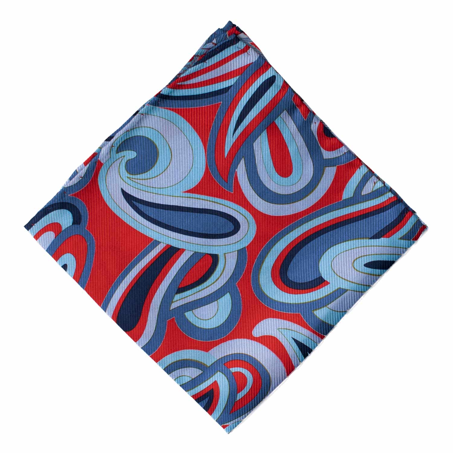 Fazzoletto da Taschino Vintage di Seta Rosso Paisley Multicolor POCV910 Graffeo Cravatte Made in Italy Rombo