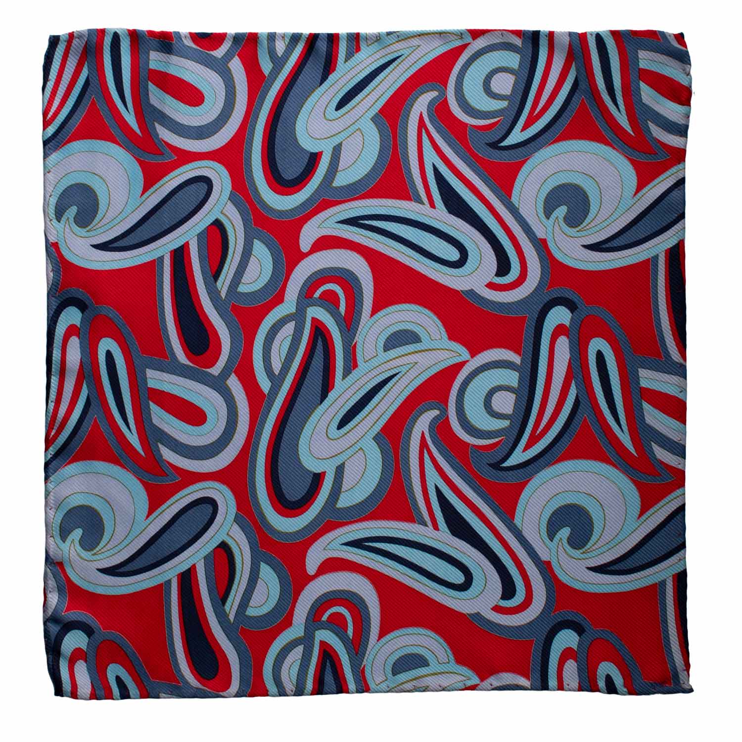 Fazzoletto da Taschino Vintage di Seta Rosso Paisley Multicolor POCV910 Graffeo Cravatte Made in Italy