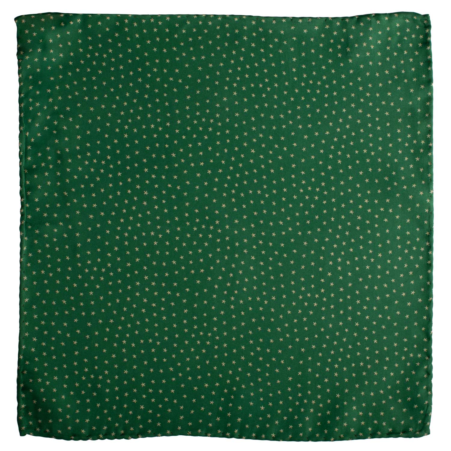 Fazzoletto da Taschino Vintage di Seta Verde Fantasia Bianco Sporco POCV1003 Graffeo Cravatte Made in Italy