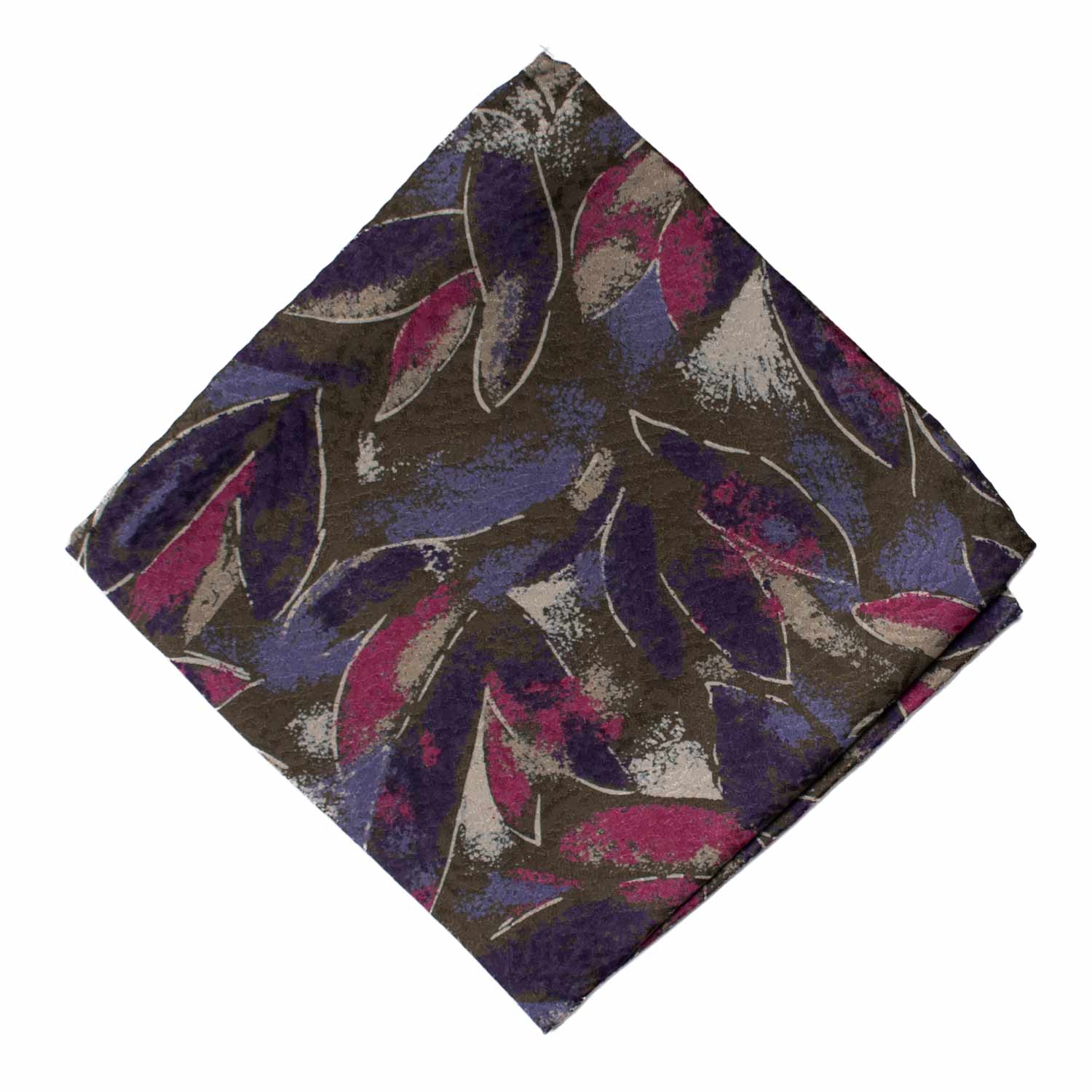 Fazzoletto da Taschino Vintage di Seta Verde Fantasia Multicolor POCV948 Graffeo Cravatte Made in Italy Rombo