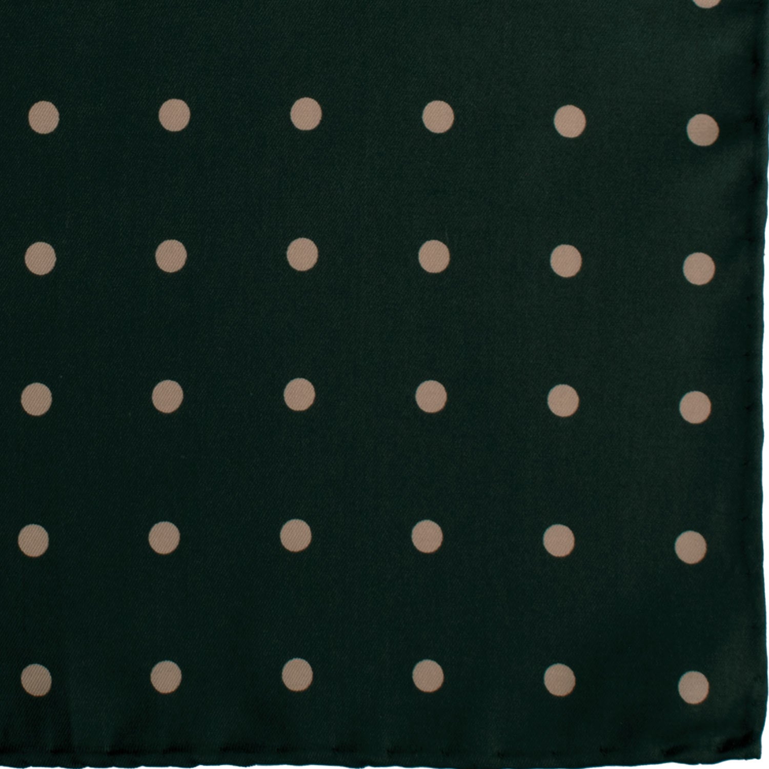 Fazzoletto da Taschino Vintage di Seta Verde Pino a Pois Beige POCV1011 Graffeo Cravatte Made in Italy Dettaglio