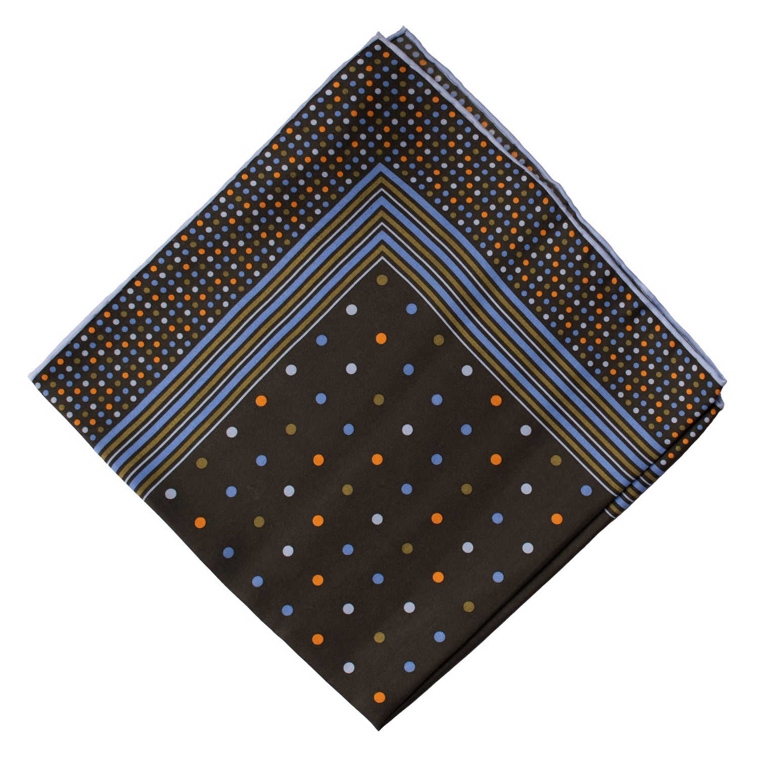 Fazzoletto da Taschino Vintage di Seta Verde a Pois Multicolor POCV835 Piegata