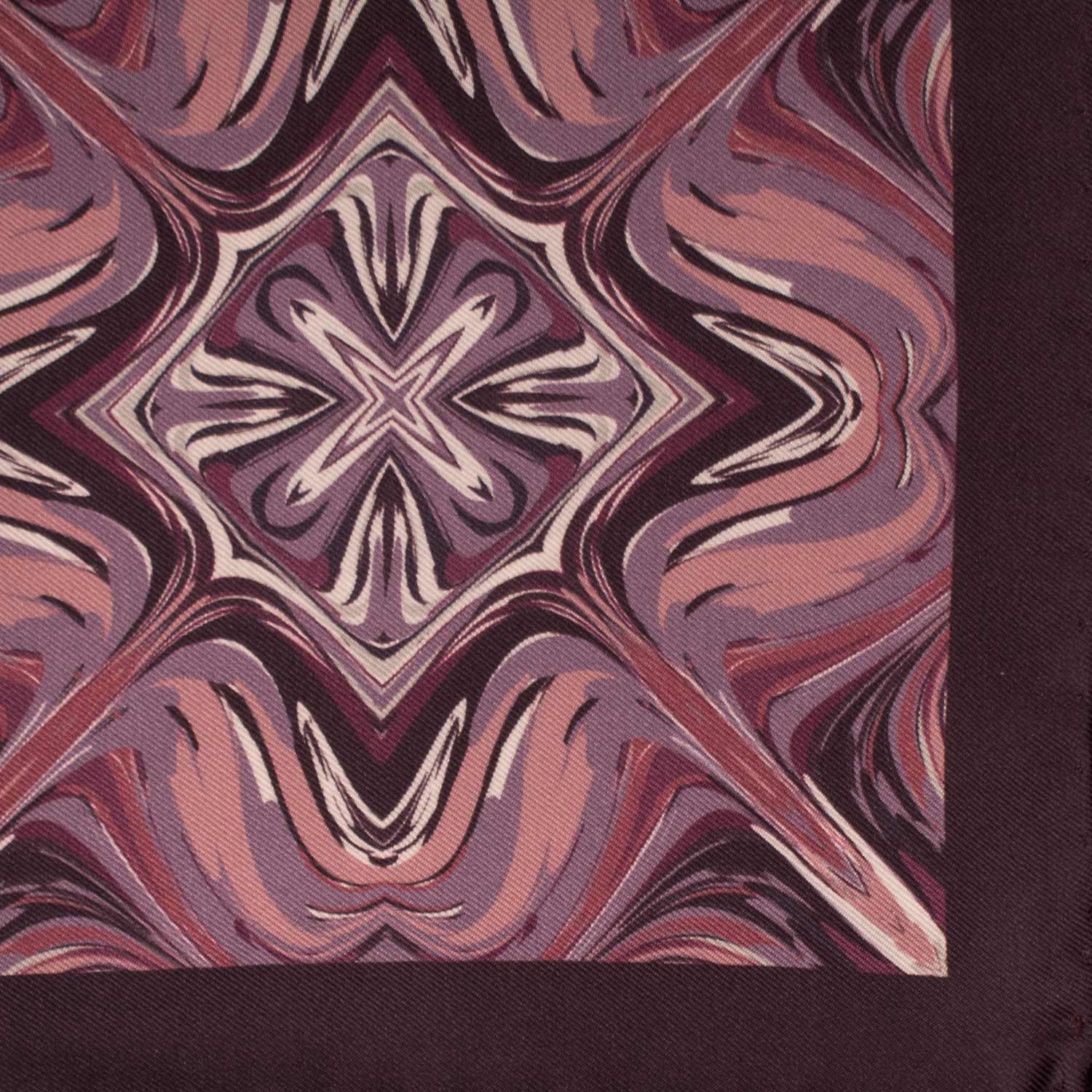 Fazzoletto da Taschino Vintage di Seta Viola Fantasia Bianca Rosa Lilla POCV653 Dettaglio