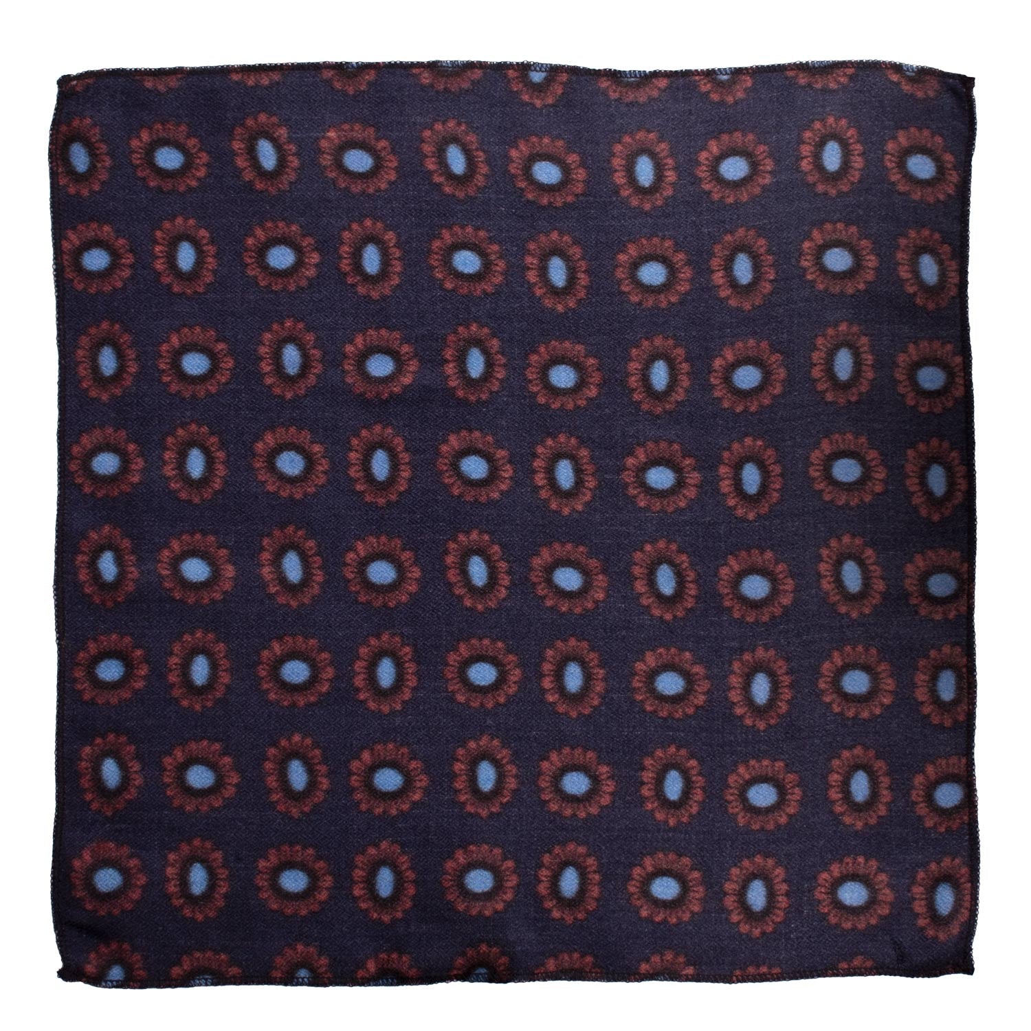 Fazzoletto da Taschino di Cashmere Blu Fantasia Marrone Azzurro Made in Italy Graffeo Cravatte