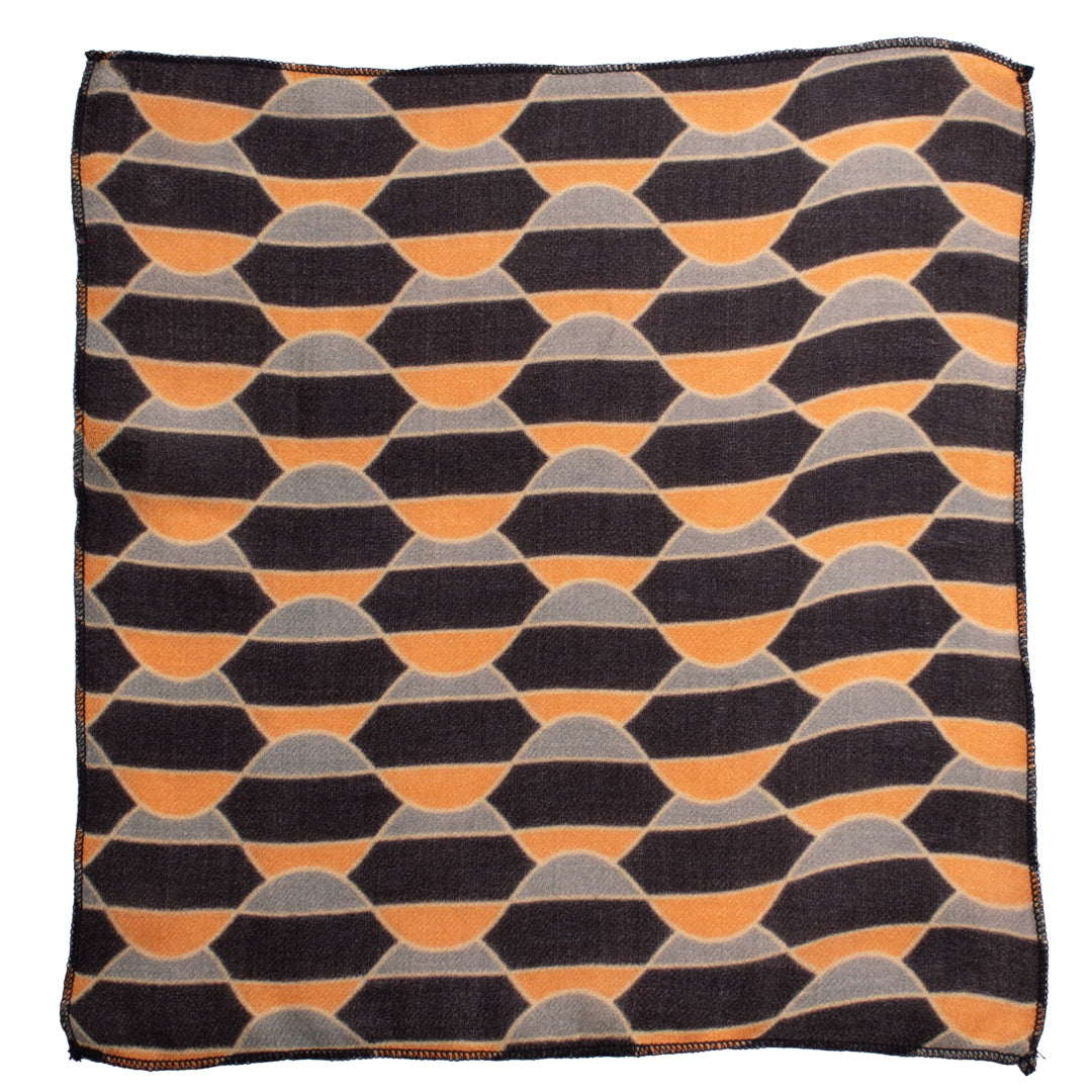 Fazzoletto da Taschino di Cashmere Fantasia Nera Arancione Azzurro Polvere Made in Italy Graffeo Cravatte