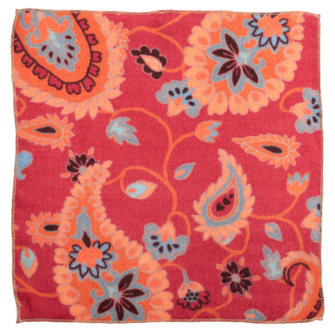 Fazzoletto da Taschino di Cashmere Fucsia Paisley Multicolor Made in Italy Graffeo Cravatte