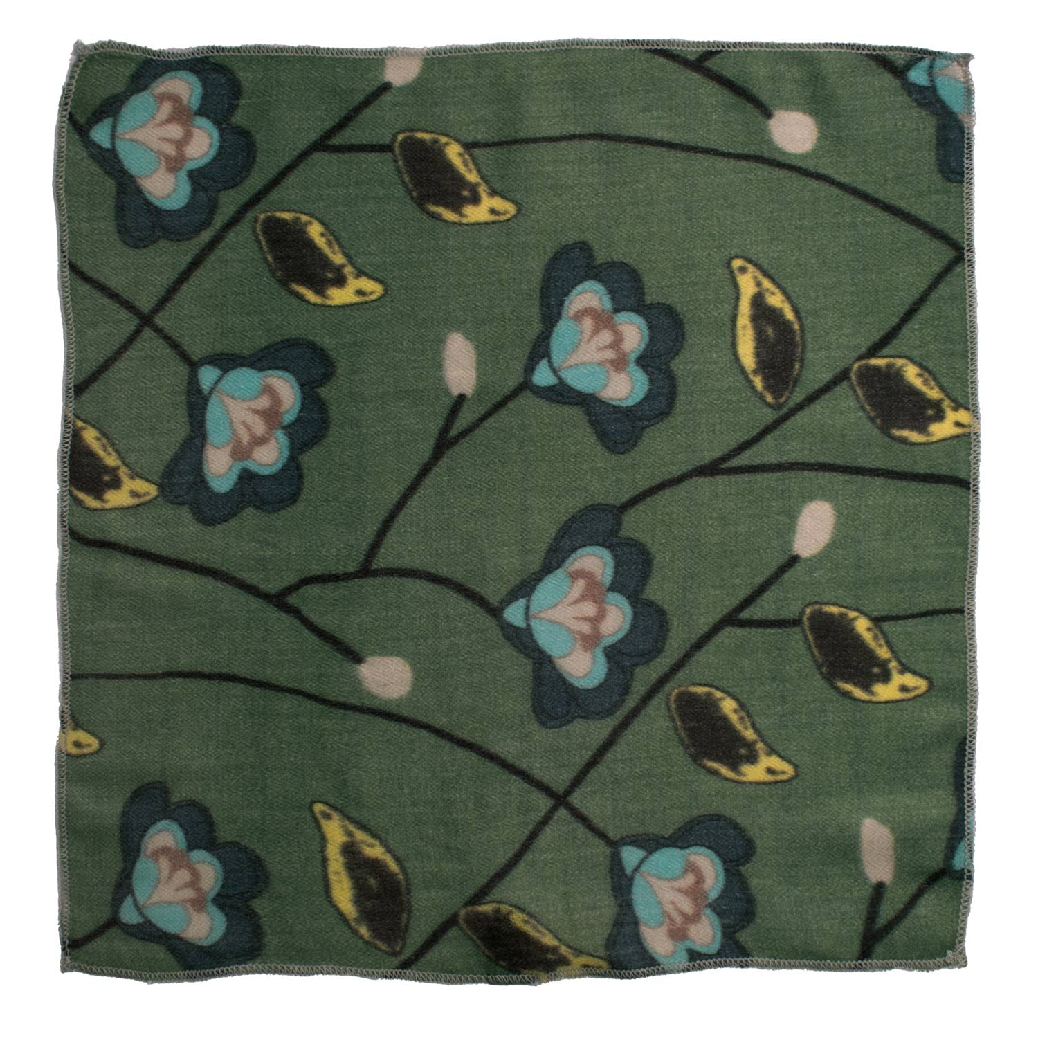 Fazzoletto da Taschino di Cashmere Verde a Fiori Multicolor Made in Italy Graffeo Cravatte