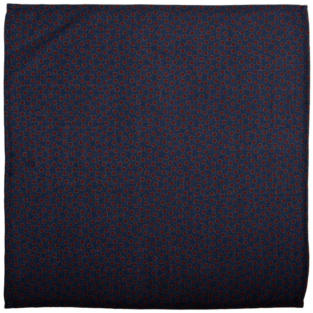Fazzoletto da Taschino di Lana Blu Avio a Pois Bordeaux Made in Italy Graffeo Cravatte