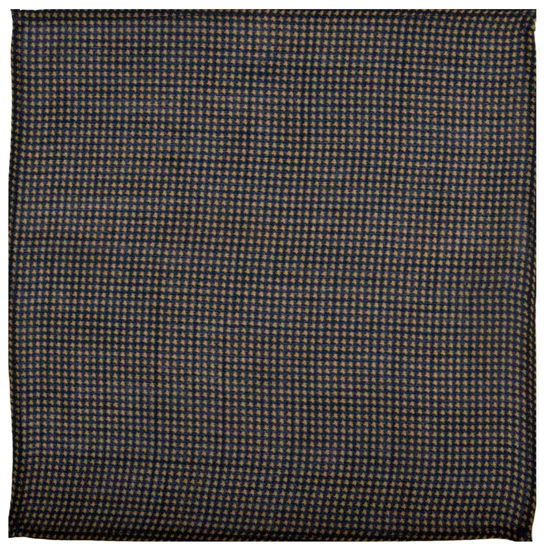 Fazzoletto da Taschino di Lana Blu Pied de Poule Giallo Made in Italy Graffeo Cravatte