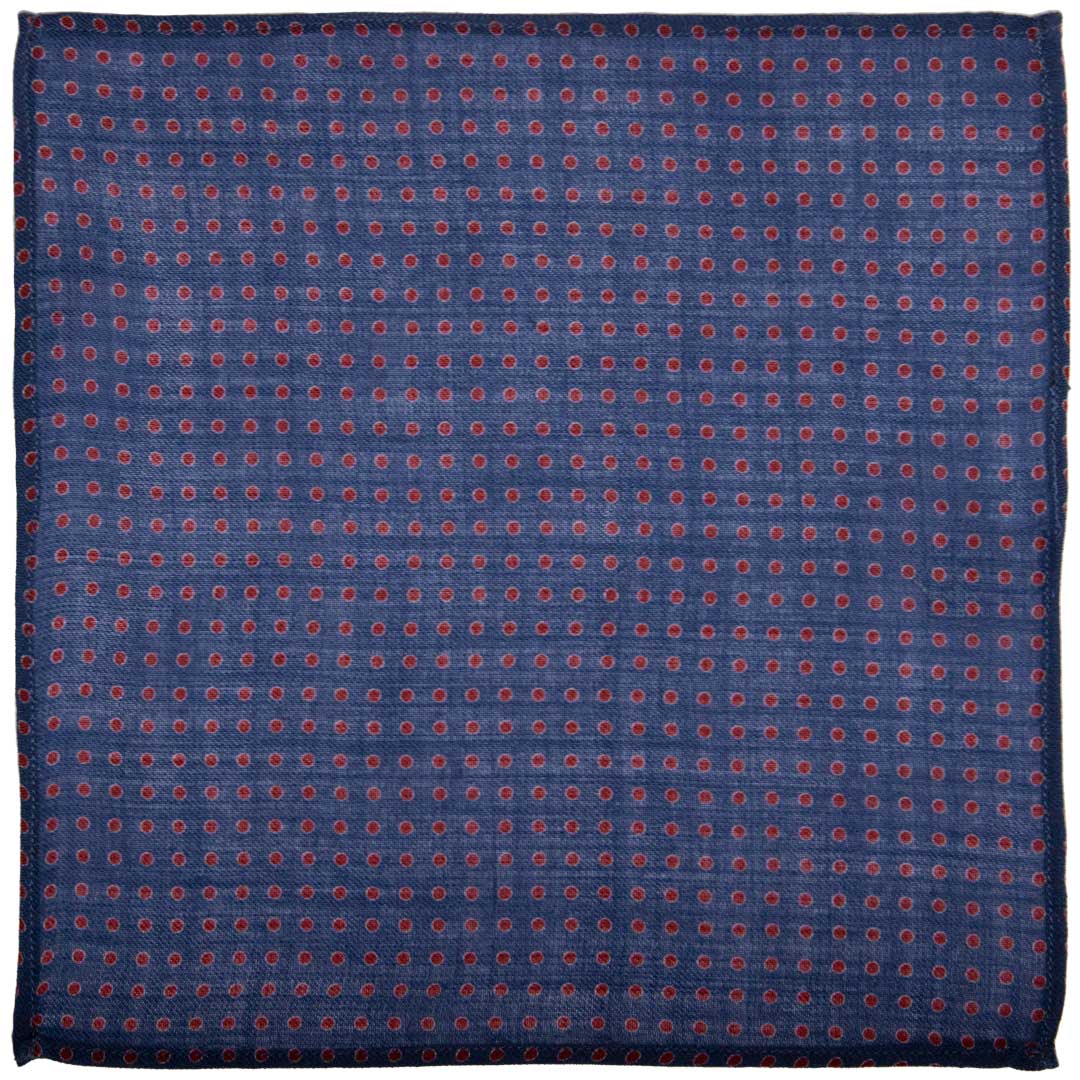 Fazzoletto da Taschino di Lana Blu a Pois Rossi Bianchi Made in Italy Graffeo Cravatte