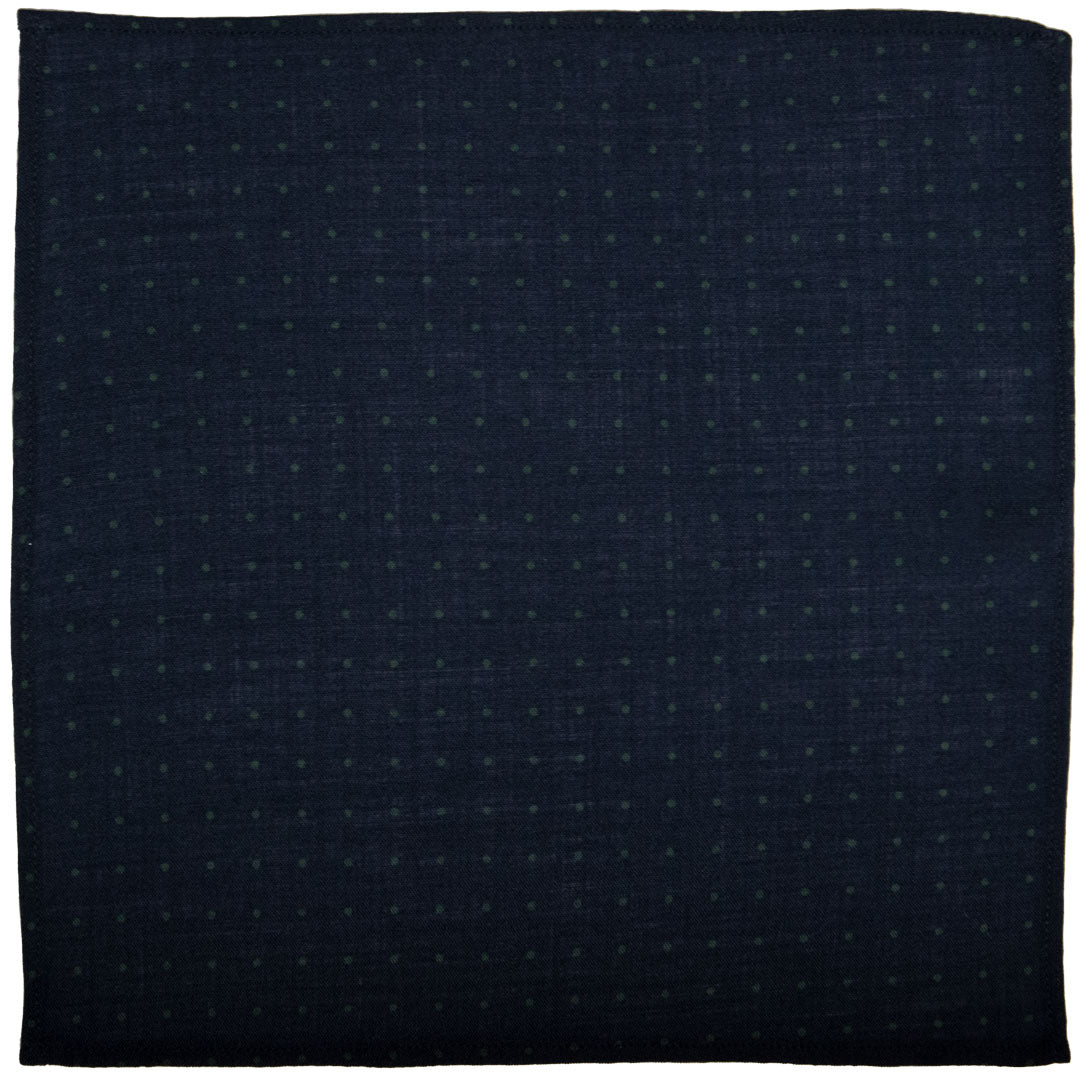 Fazzoletto da Taschino di Lana Blu a Pois Verdi Made in italy Graffeo Cravatte