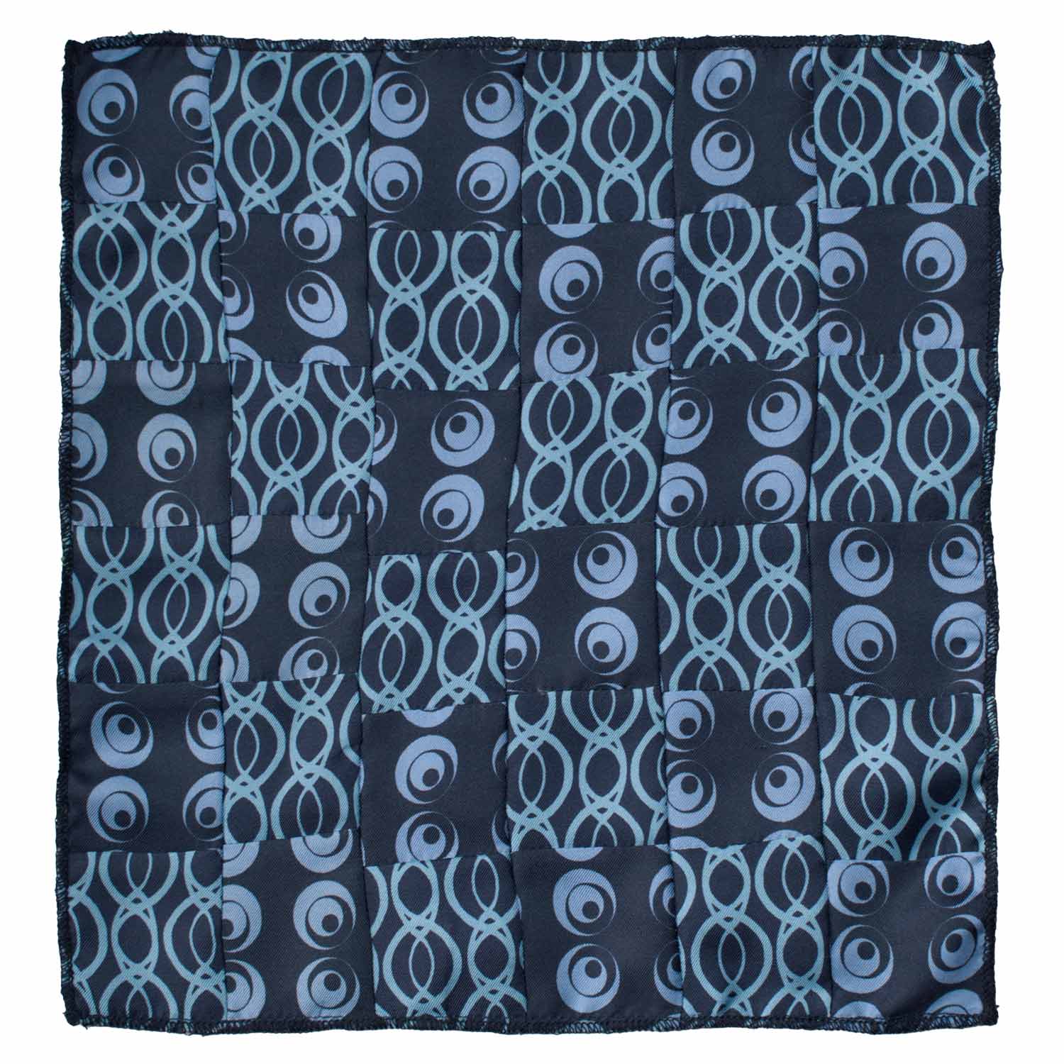 Fazzoletto da Taschino di Seta Blu Vintage Patchwork Fantasia Celeste POCP110 Made in Italy Graffeo Cravatte