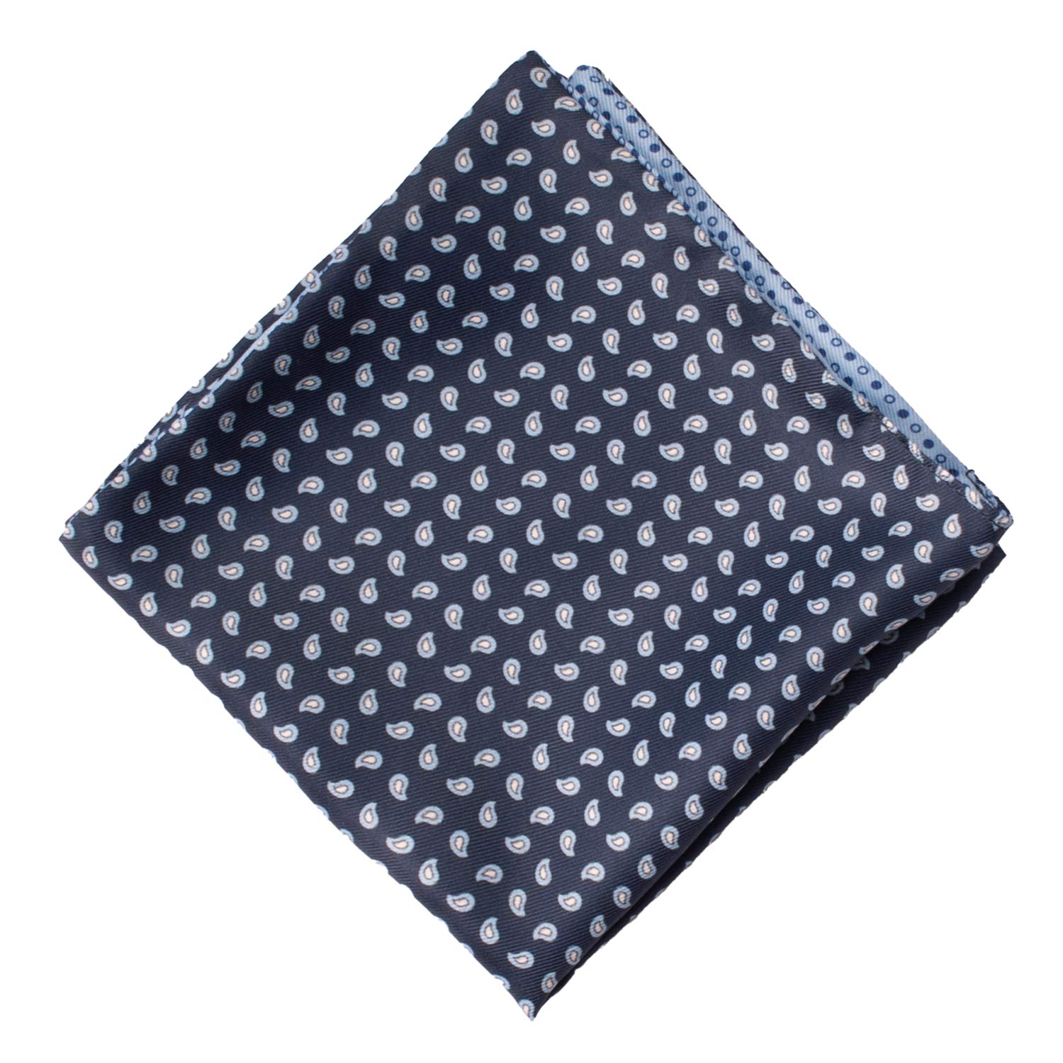 Fazzoletto da Taschino di Seta Double-Face Blu Celeste Fantasia Multicolor POC629 Graffeo Cravatte Made in Italy Rombo