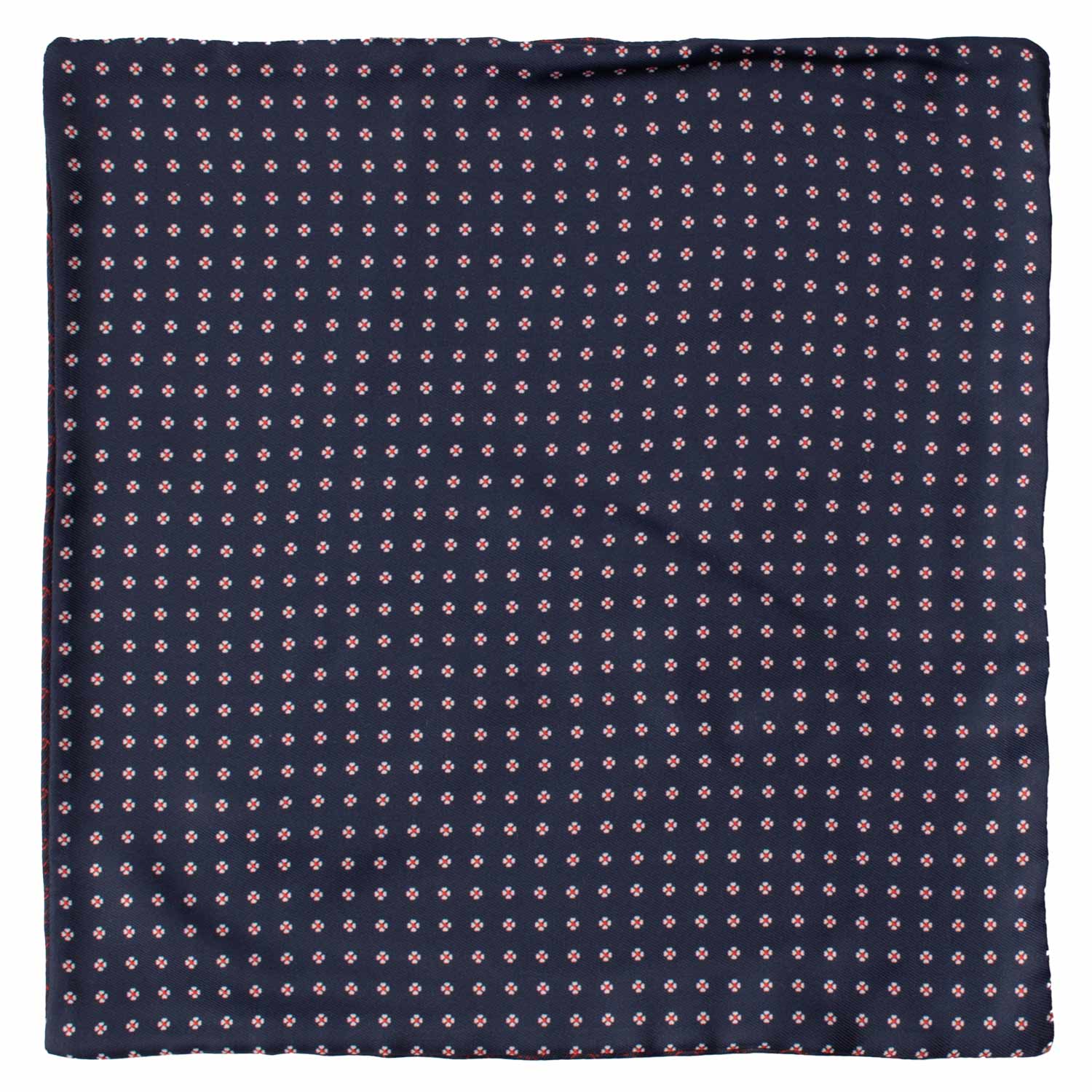 Fazzoletto da Taschino di Seta Double-Face Blu Fantasia Rossa Bianca POC632 Graffeo Cravatte Made in Italy Intera